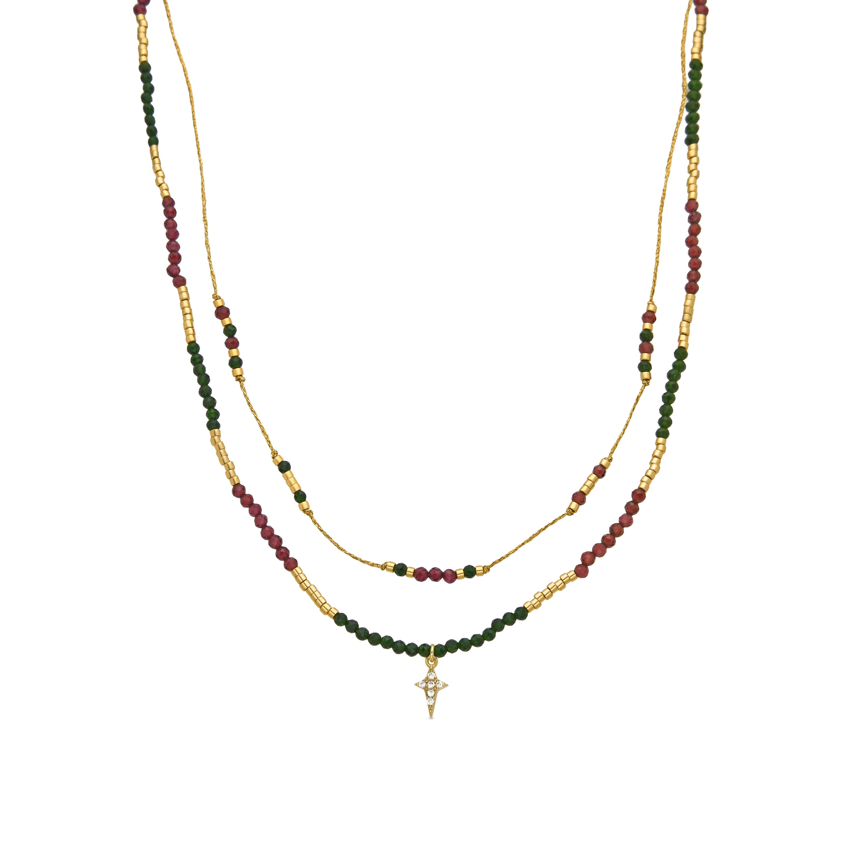 925 Sterling Silver and Brilliant Zirconia Necklace, 18k Gold Finish - Holis