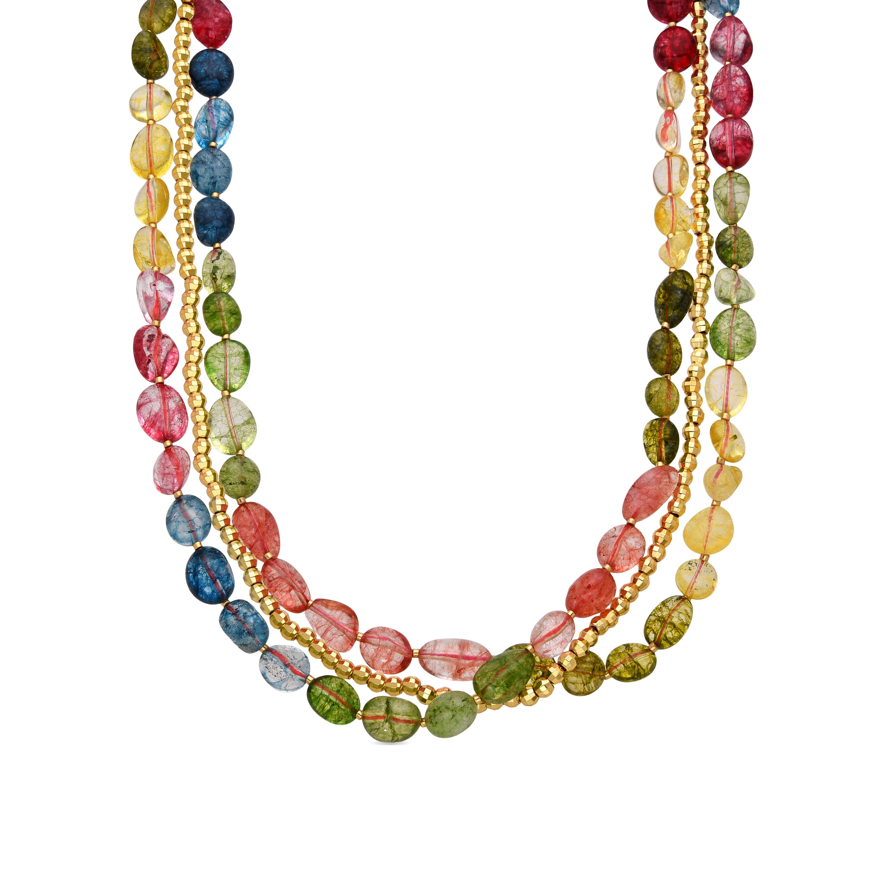 925 Sterling Silver and Multicolor Crystal Necklace with 18k Gold Finish - Xiua