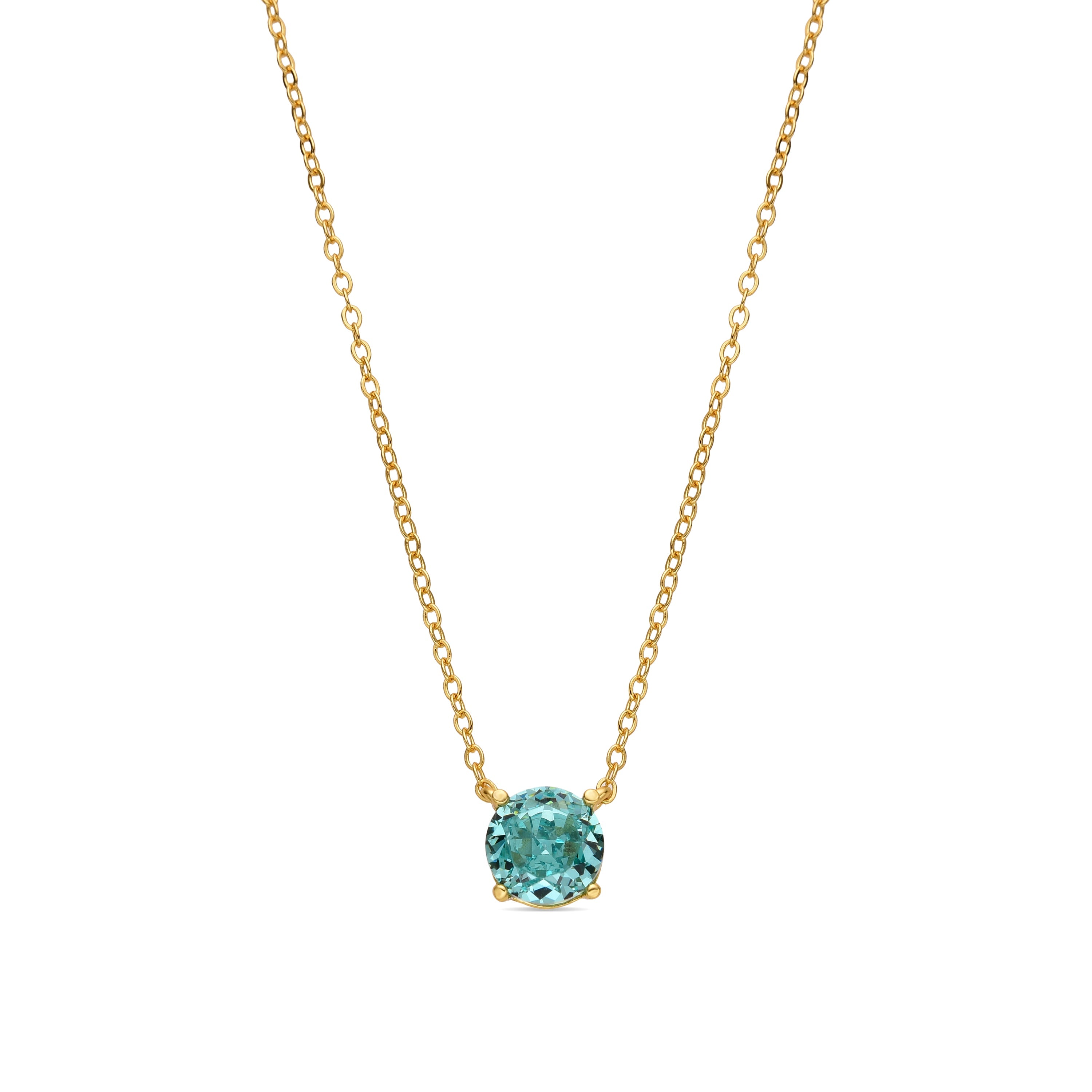 925 Sterling Silver and Light Green Hydrothermal Quartz Necklace with 18k Gold Finish - Baran
