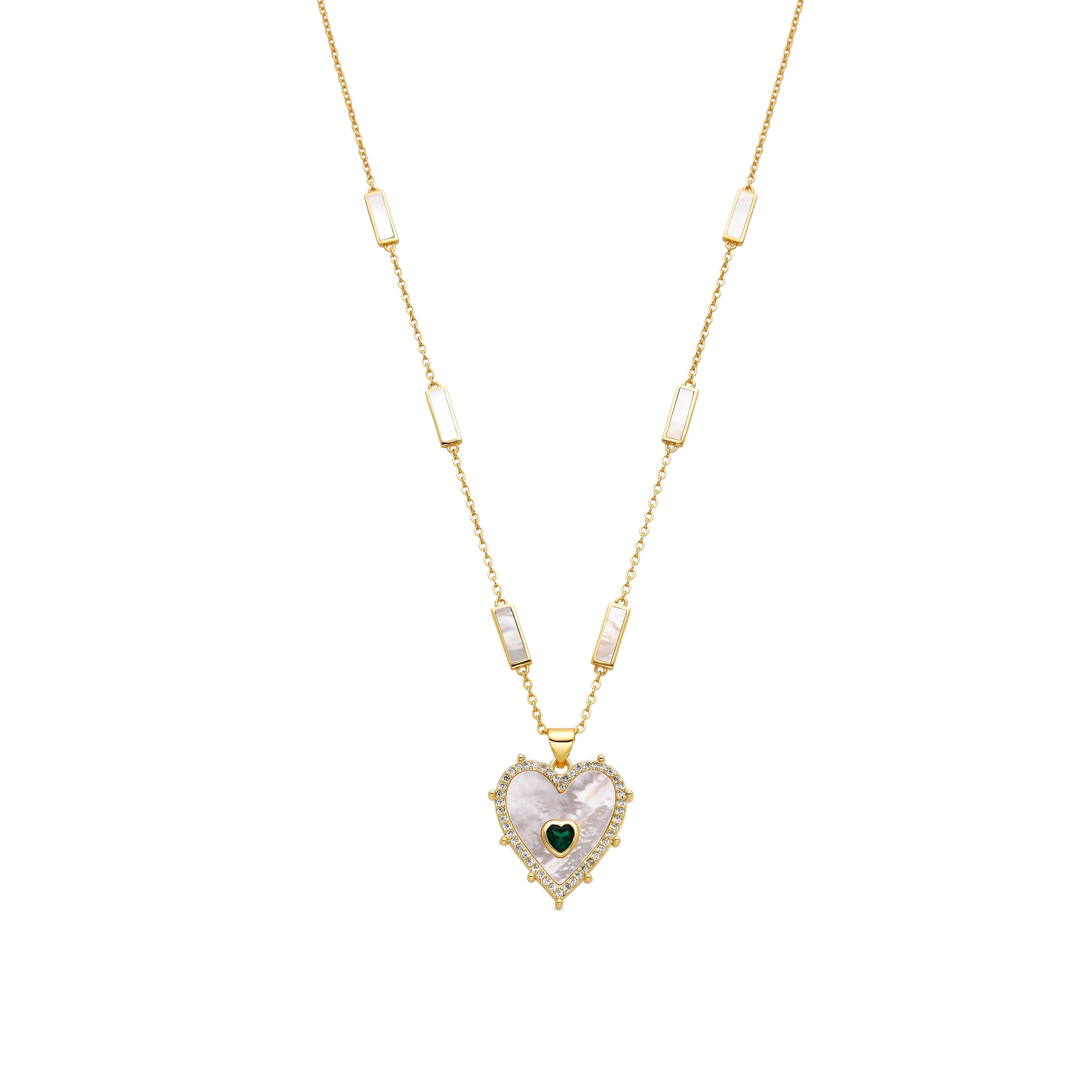 925 Sterling Silver and White Mother of Pearl Necklace with 18k Gold Finish - Limy