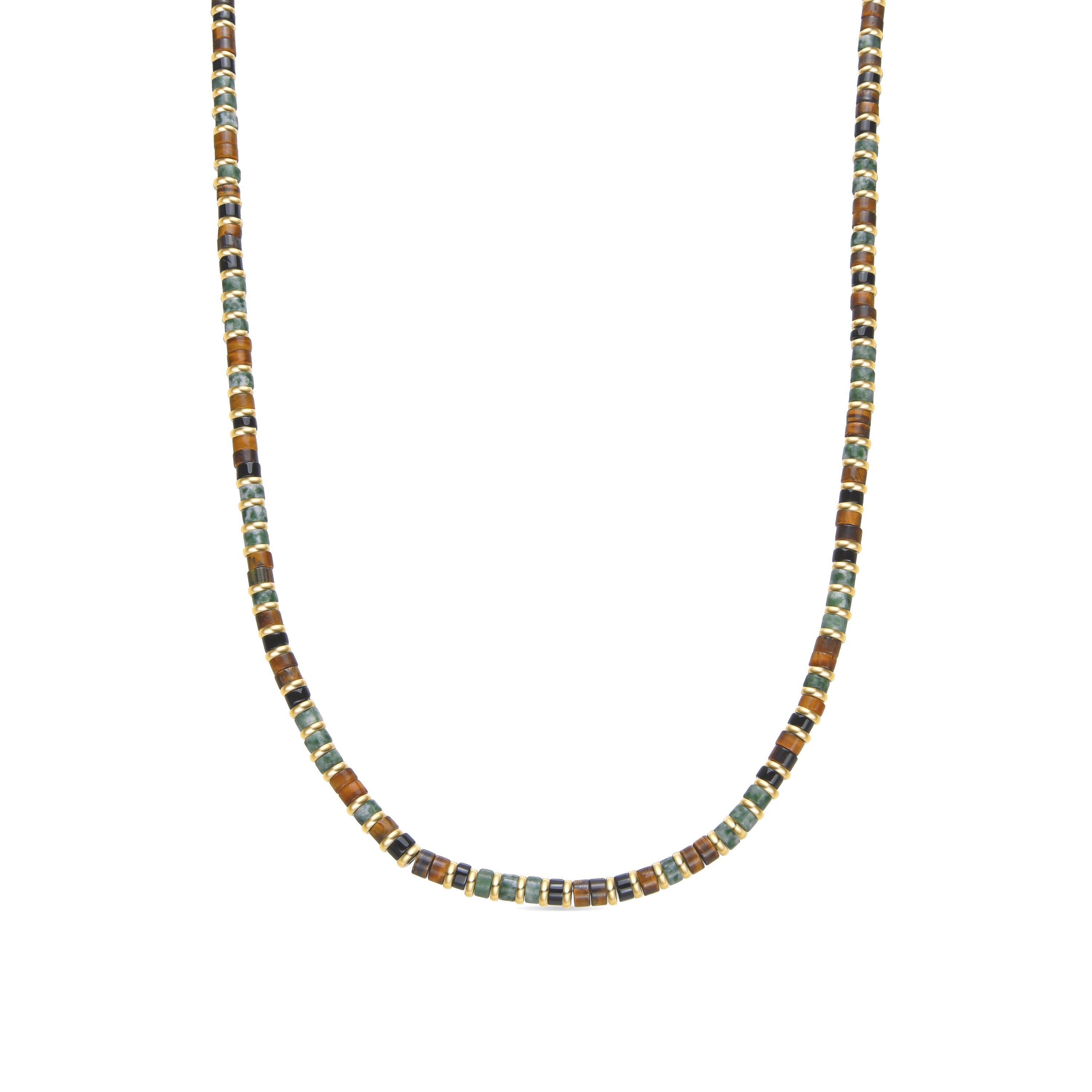 925 Sterling Silver and Tiger&amp;#39;s Eye Necklace with 18k Gold Finish - Ryhu