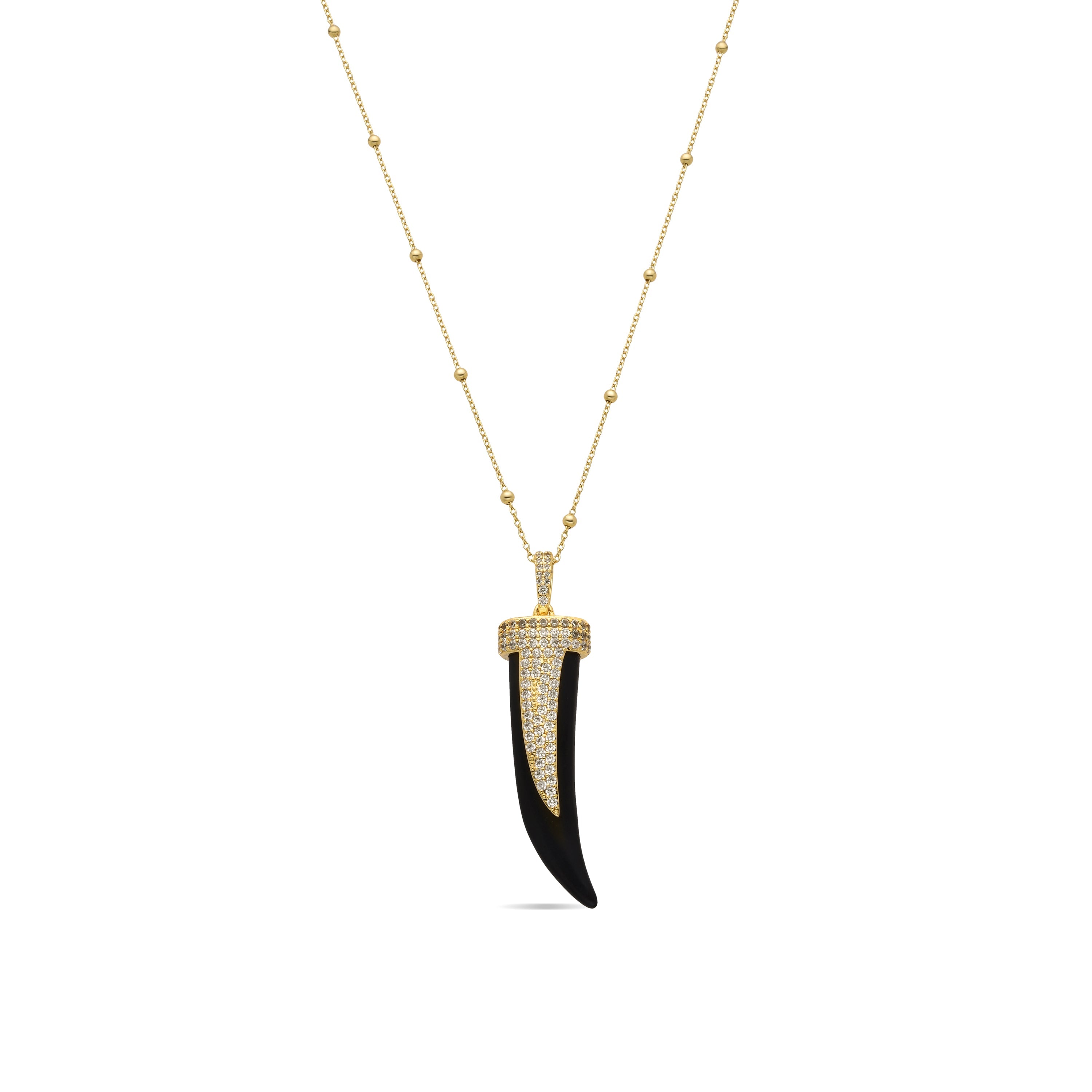 925 Sterling Silver and Brilliant Zirconia Necklace, 18k Gold Finish - Dek