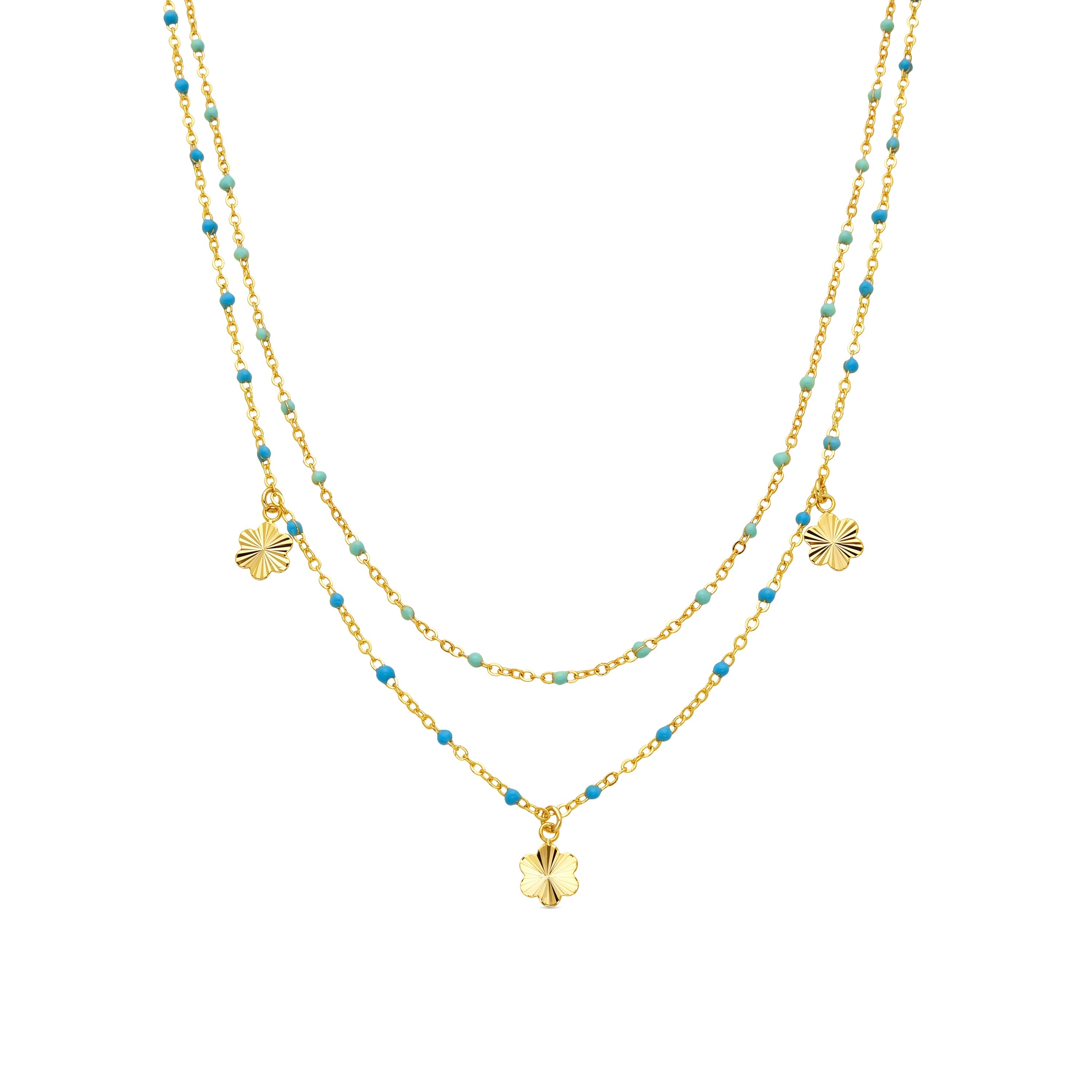925 Sterling Silver and Blue Lacquer Necklace with 18k Yellow Gold Finish - Lilith