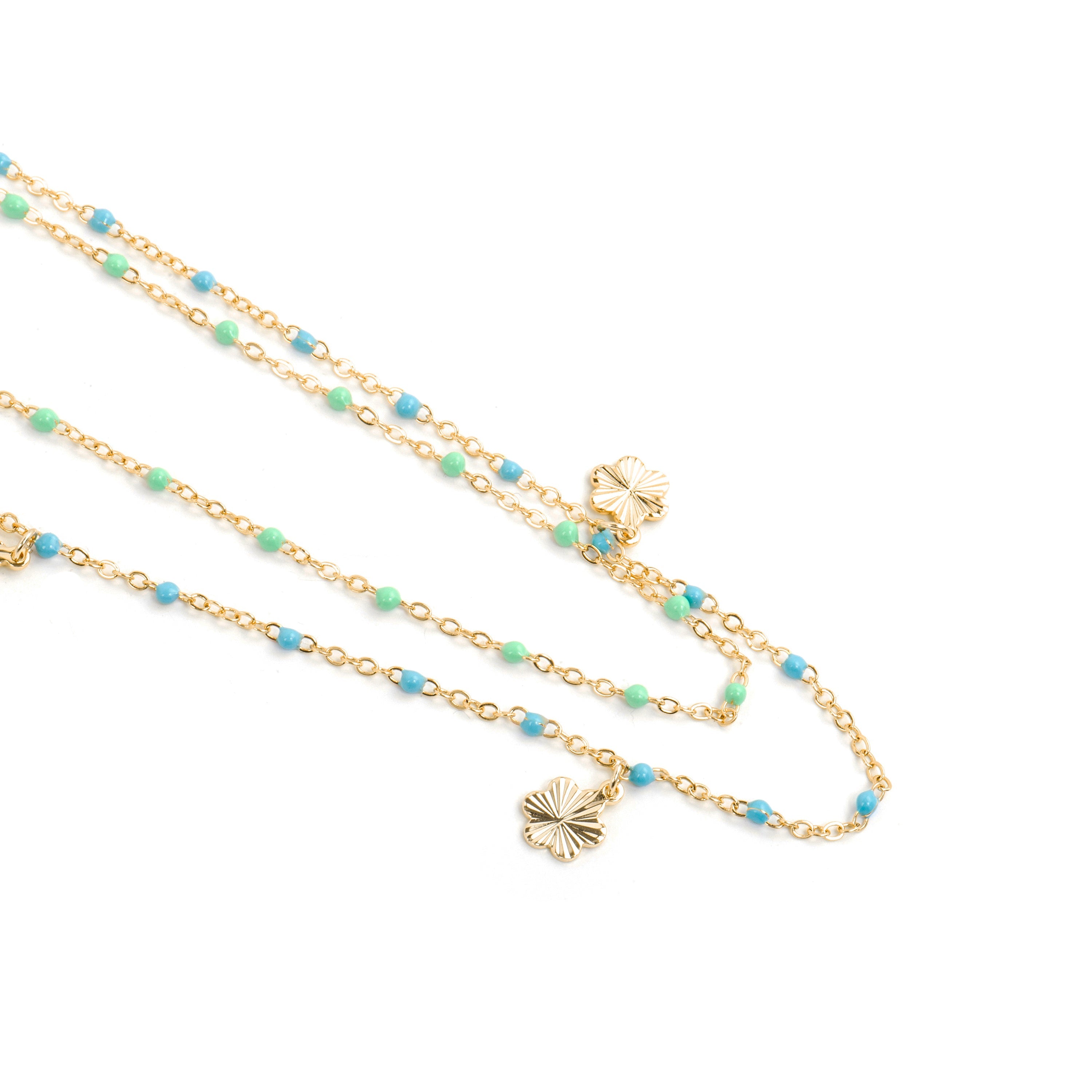 Colar de Prata de Lei 925 e Esmalte Azul com acabamento em ouro amarelo 18k - Lilith