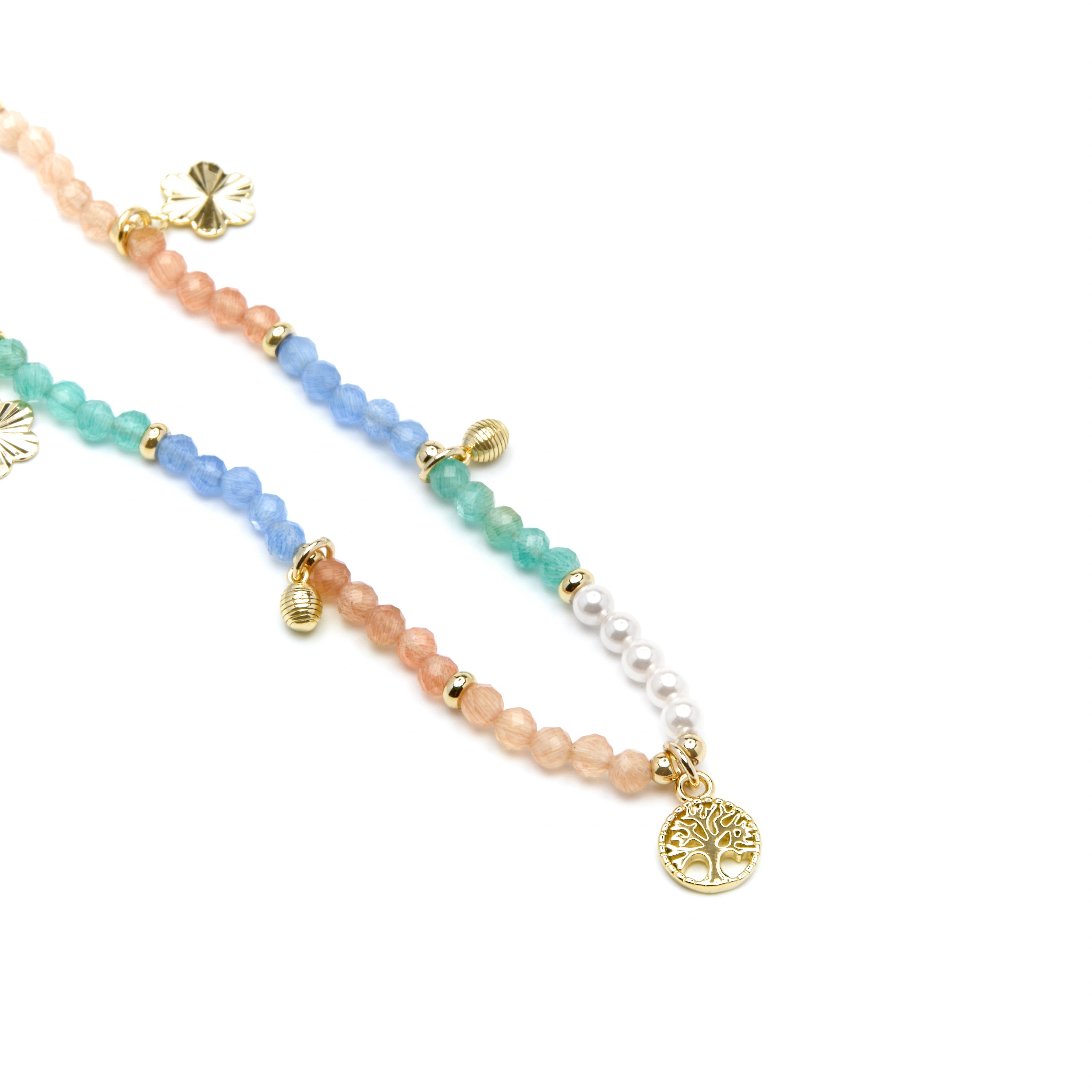 925 Sterling Silver and Multicolor Crystal Necklace with 18k Yellow Gold Finish - Kedril