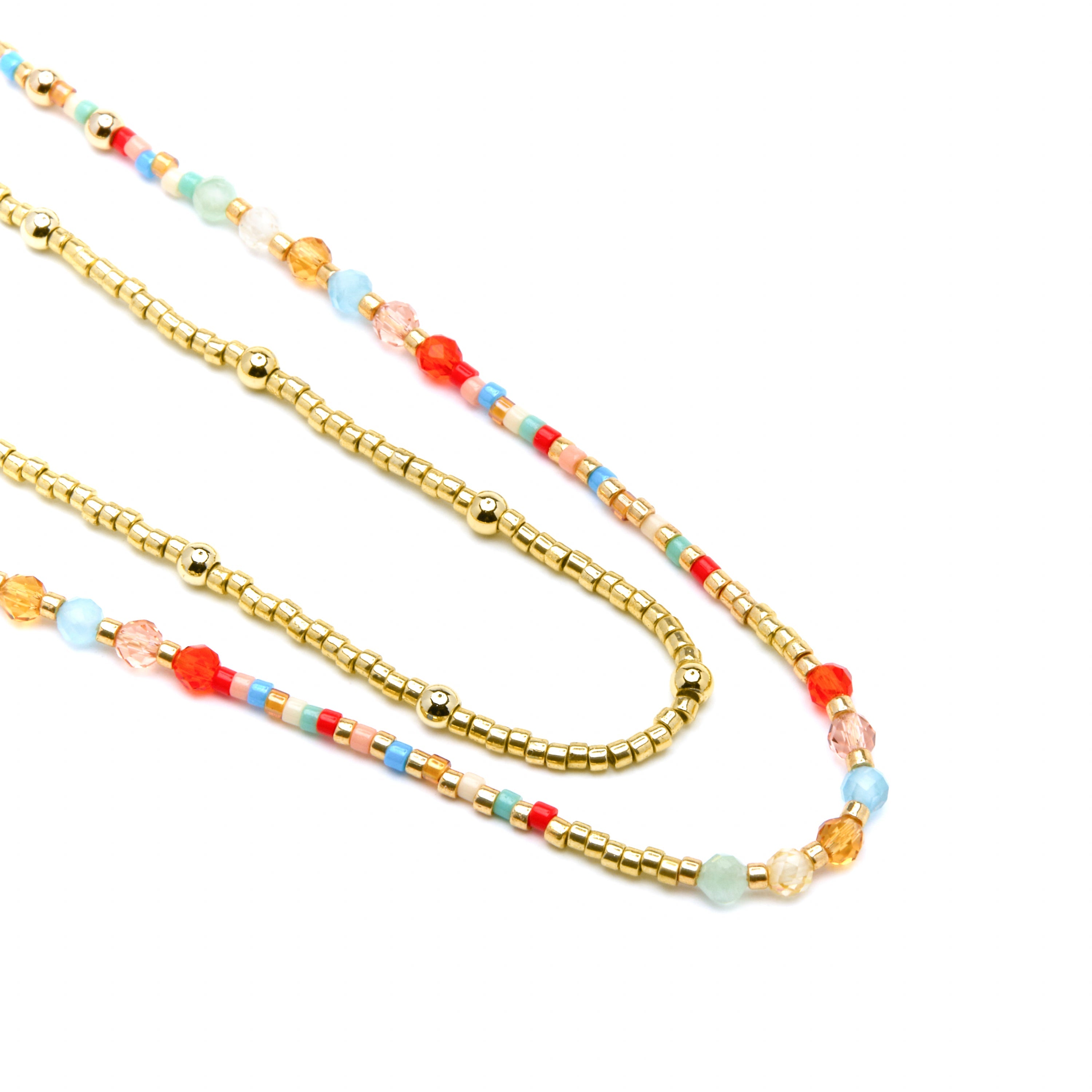 925 Sterling Silver and Multicolor Crystal Necklace, 18k Yellow Gold Finish - Guth