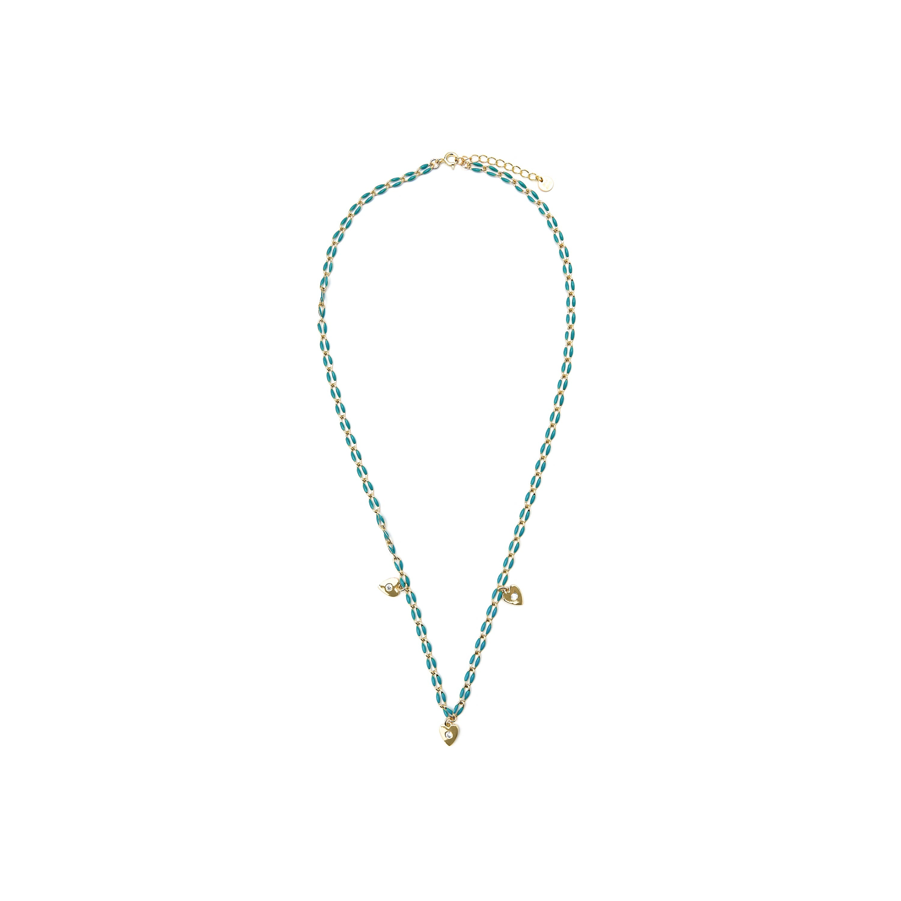 925 Sterling Silver and Blue Lacquer Necklace with 18k Yellow Gold Finish - Drukya