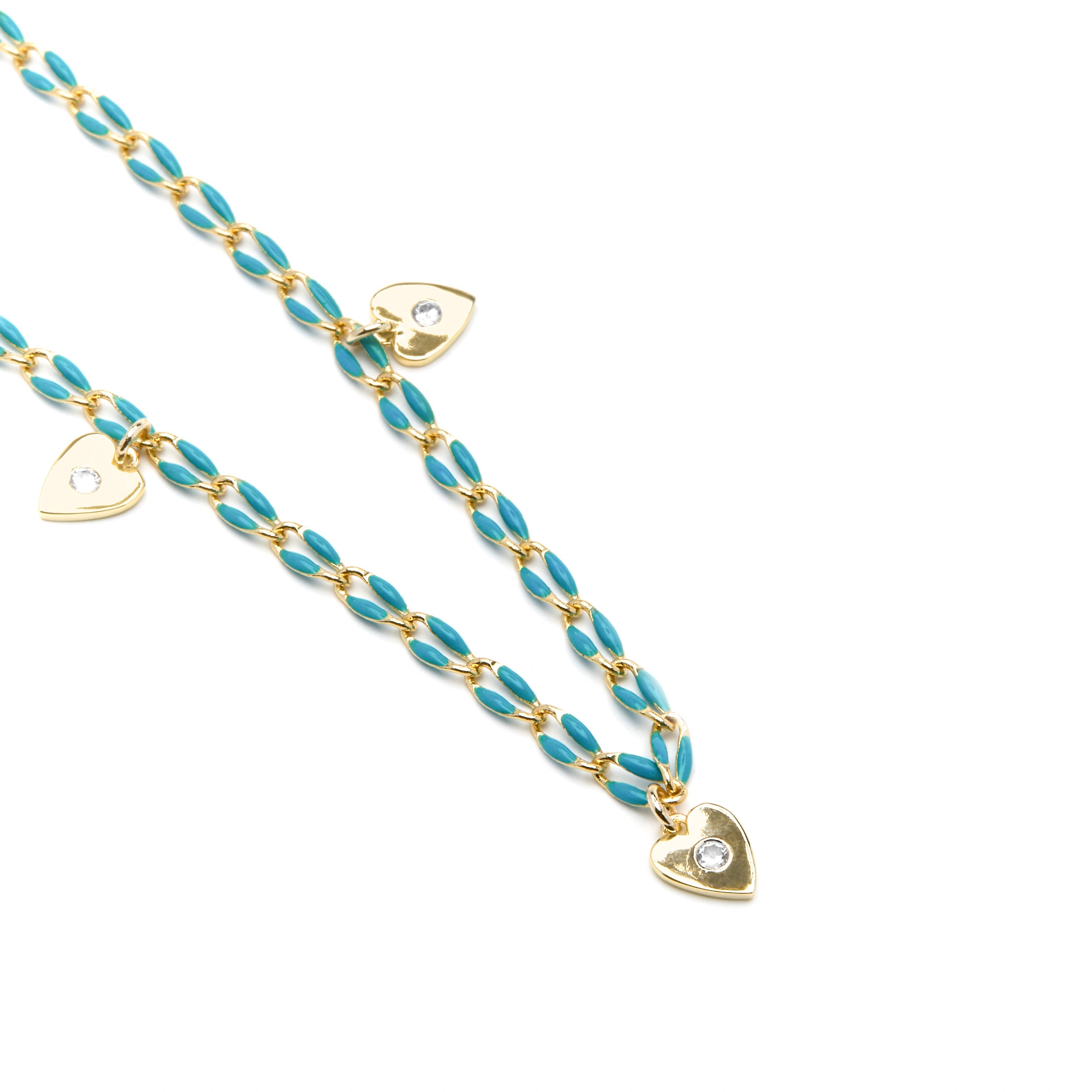 925 Sterling Silver and Blue Lacquer Necklace with 18k Yellow Gold Finish - Drukya