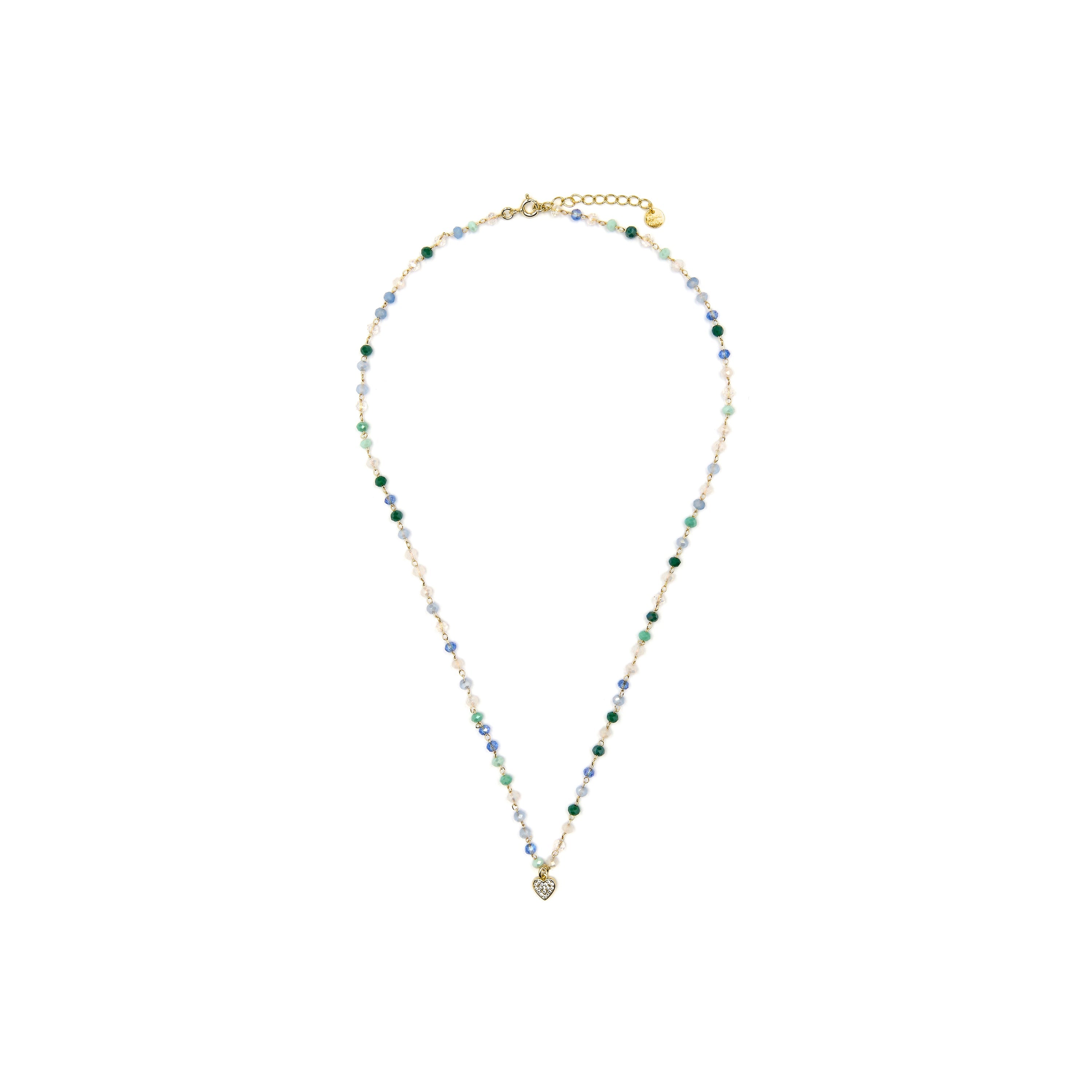 Colar em Prata 925 e Cristal Multicolorido com acabamento a ouro amarelo de 18k - Caram