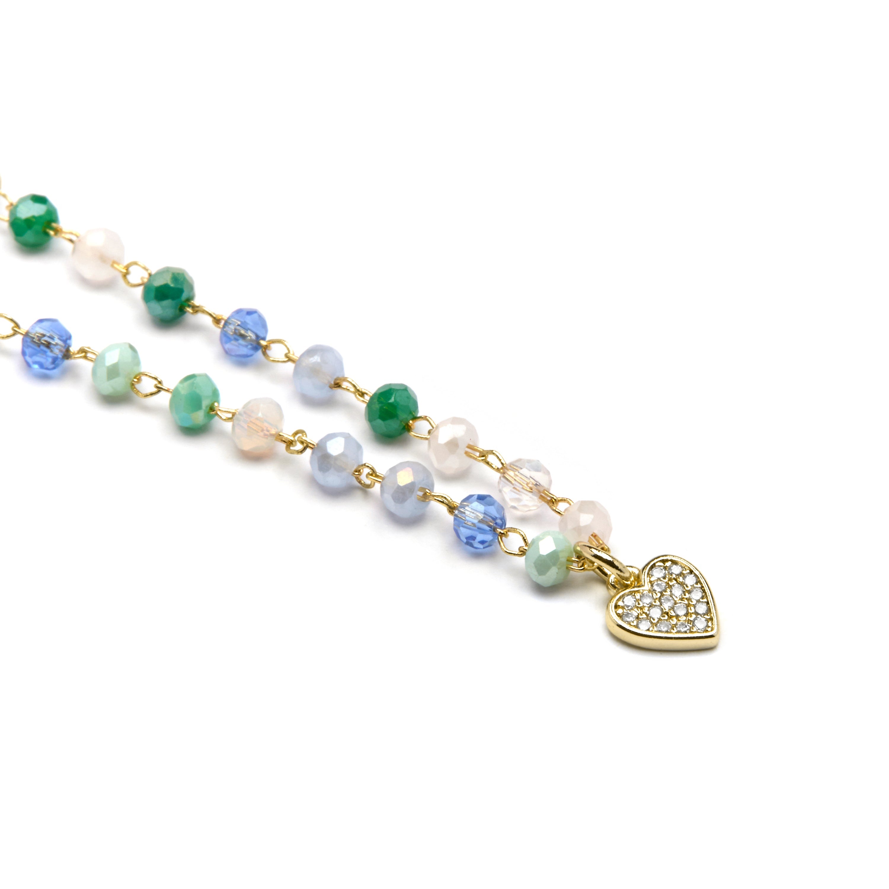 Colar em Prata 925 e Cristal Multicolorido com acabamento a ouro amarelo de 18k - Caram