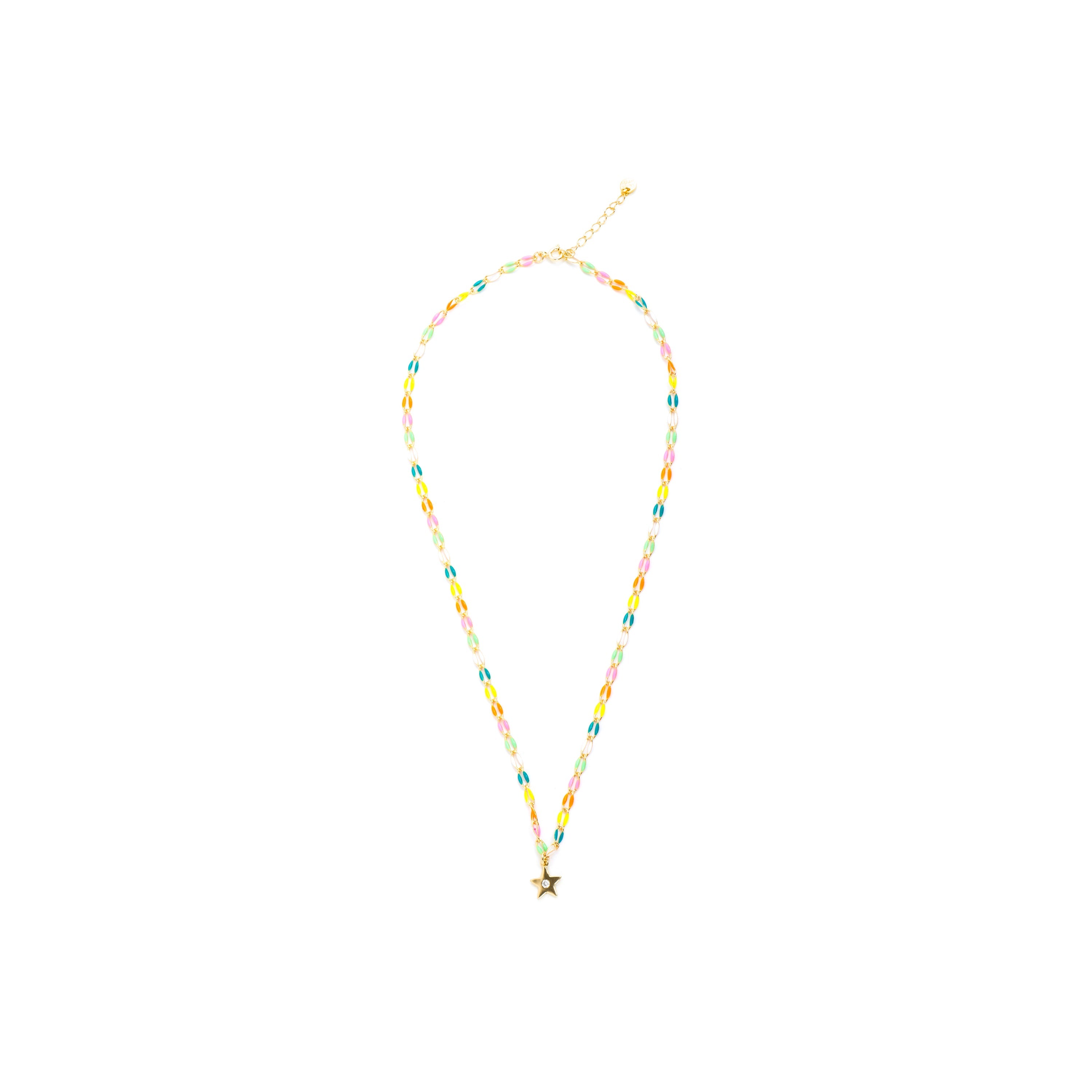 925 Sterling Silver and Multicolor Lacquer Necklace with 18k Yellow Gold Finish - Saukha