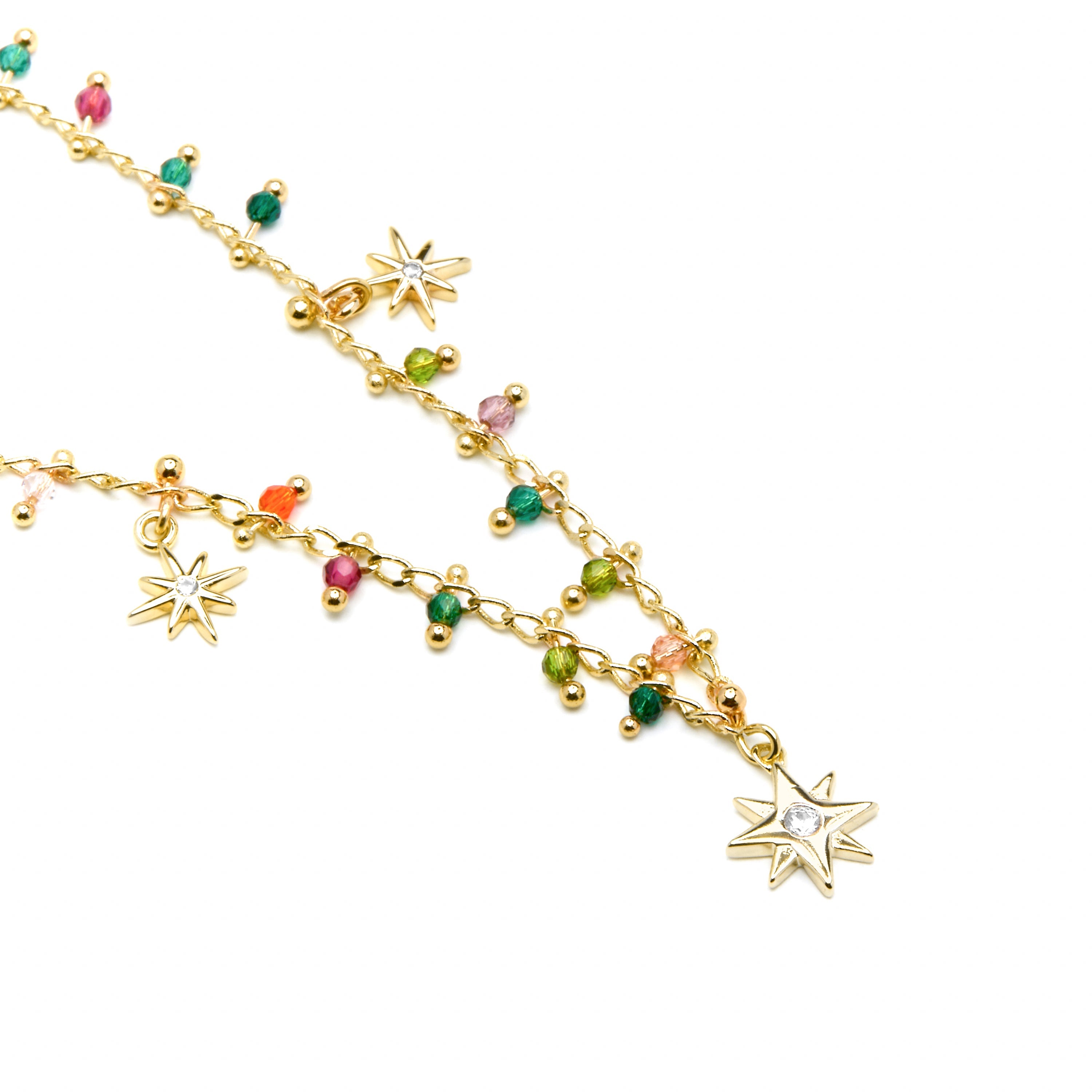 925 Sterling Silver and Multicolor Crystal Necklace with 18k Yellow Gold Finish - Huin