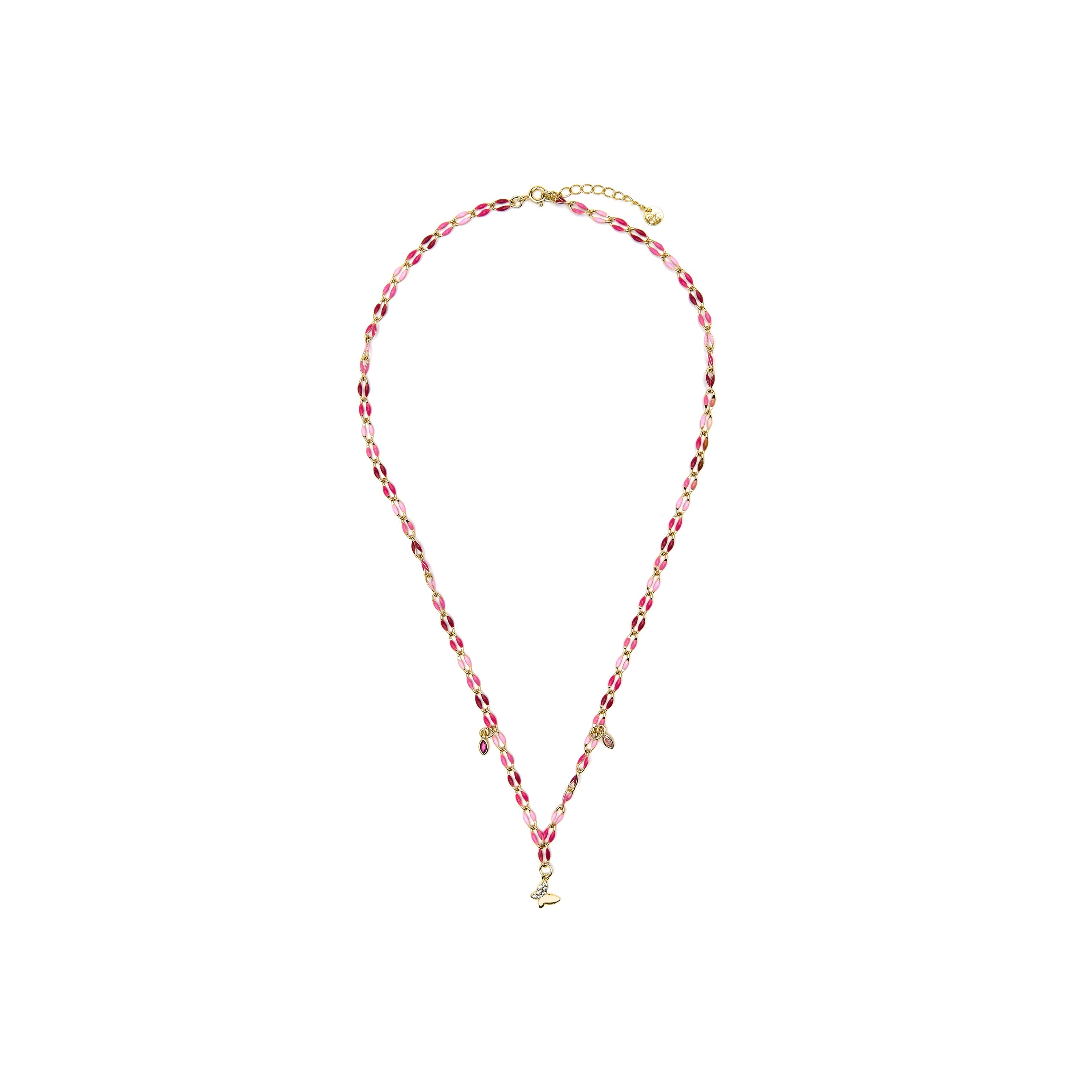 Colar em Prata de Lei 925 e Lacado Rosa com acabamento em ouro amarelo de 18k - Axelon