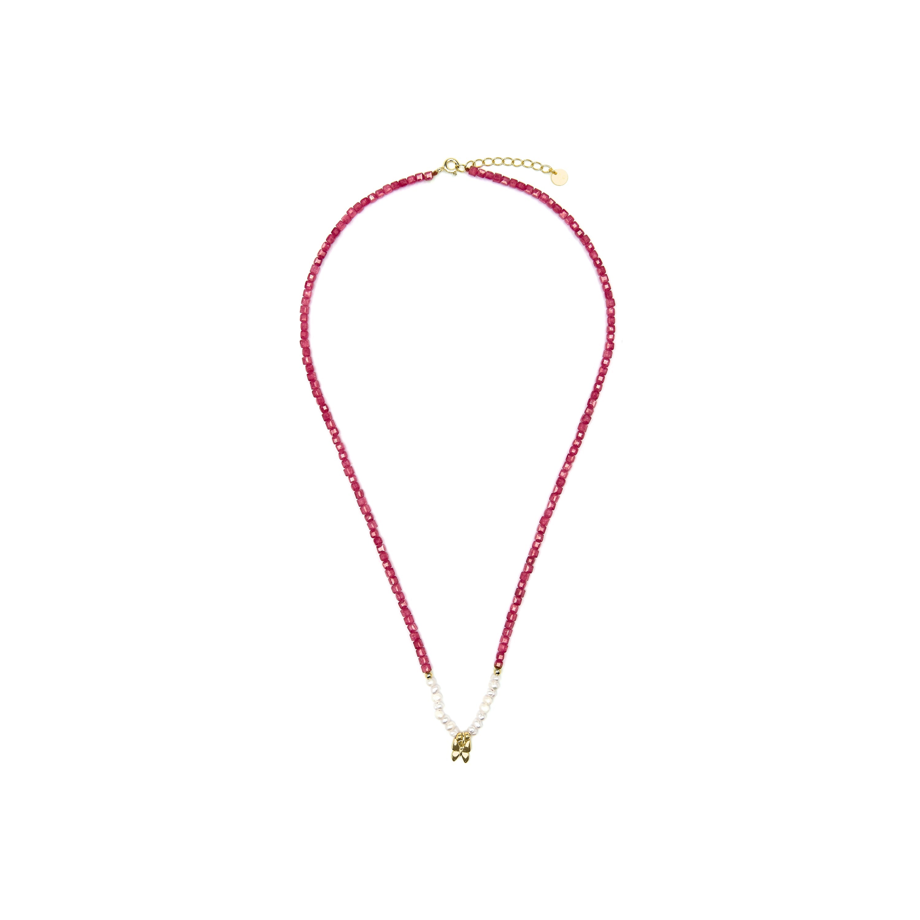Collar de Plata de Ley 925 y Perla Blanca acabado oro amarillo de 18k - Gama