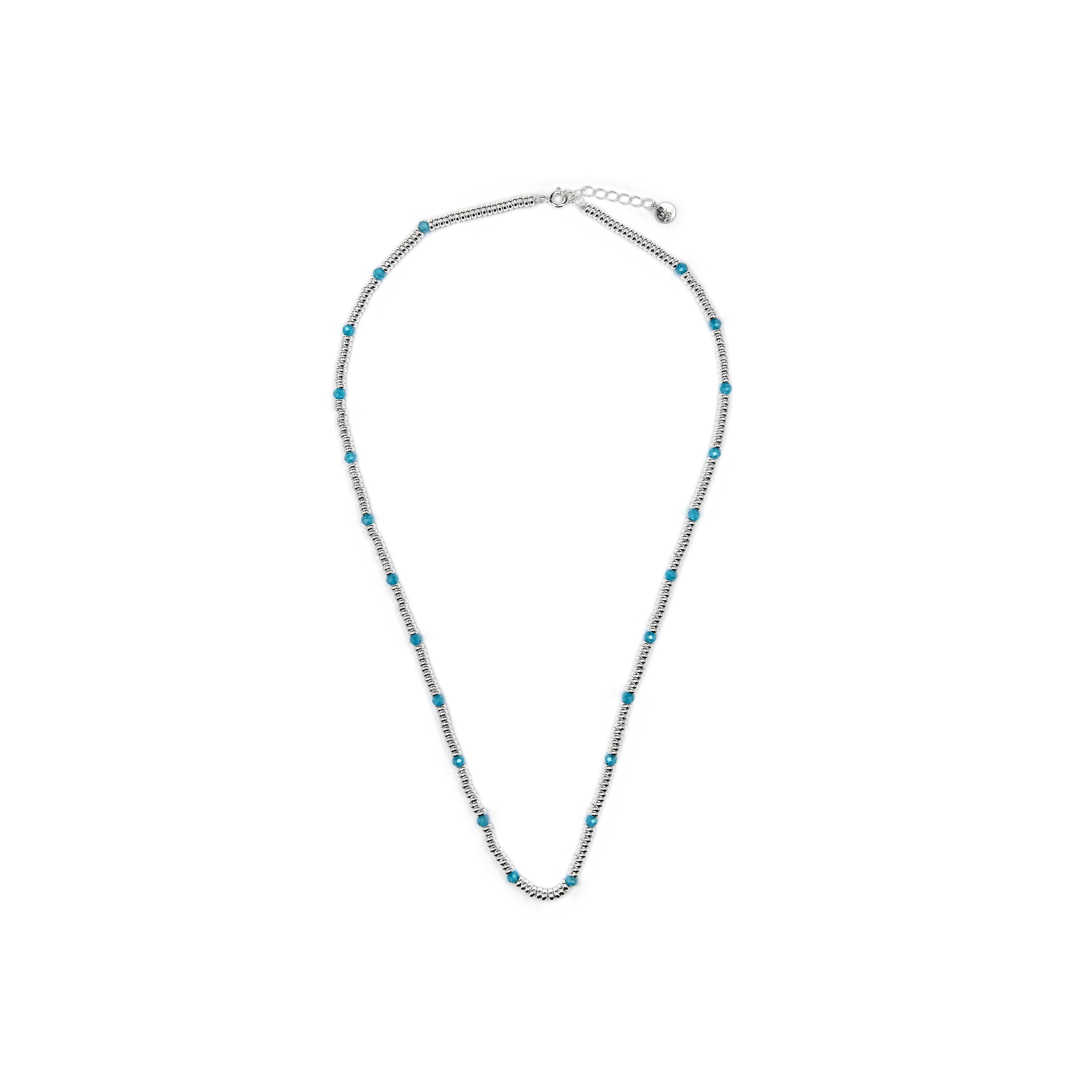 Collar de Plata de Ley 925 y Circonita Aguamarina acabado rodio - Deli