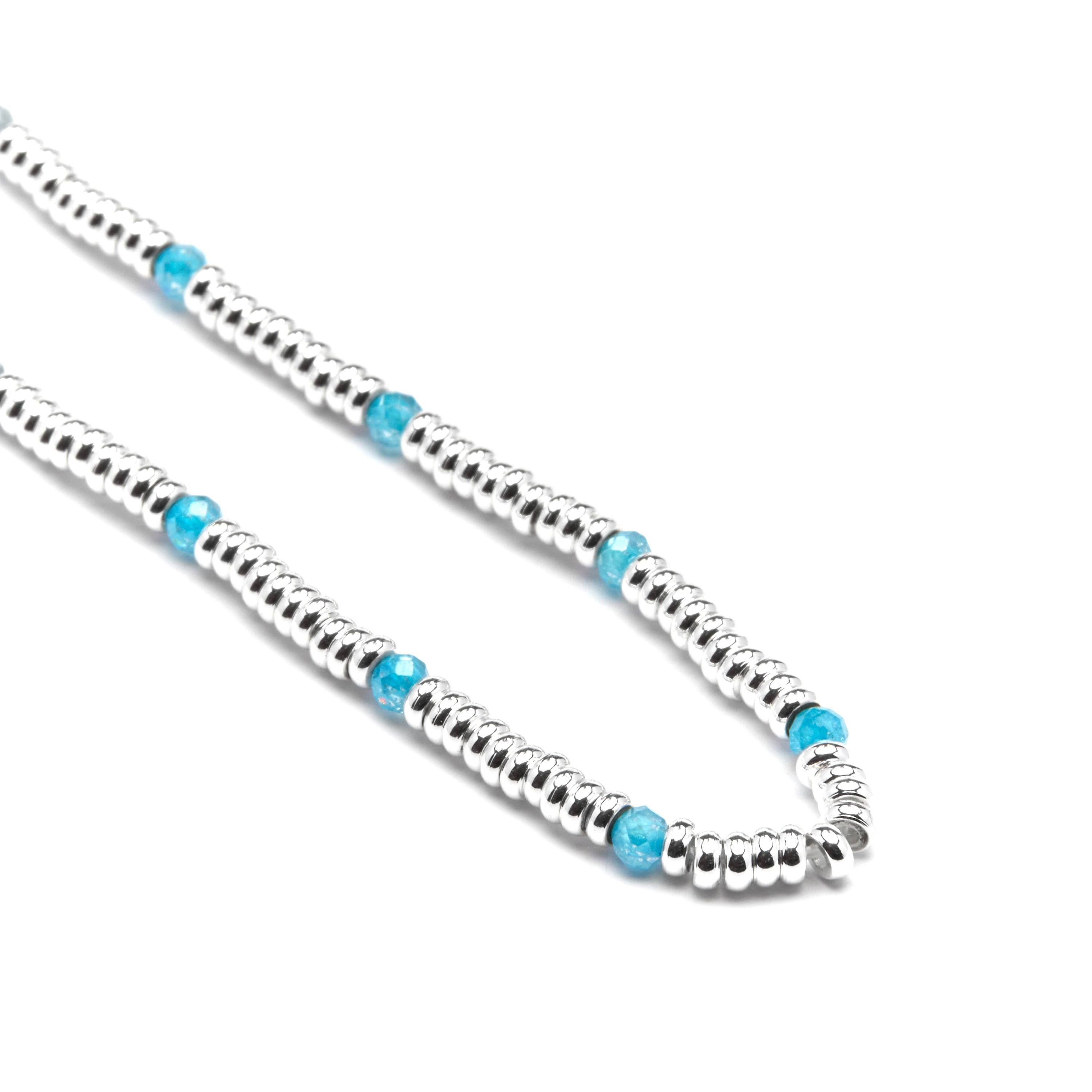 Collar de Plata de Ley 925 y Circonita Aguamarina acabado rodio - Deli