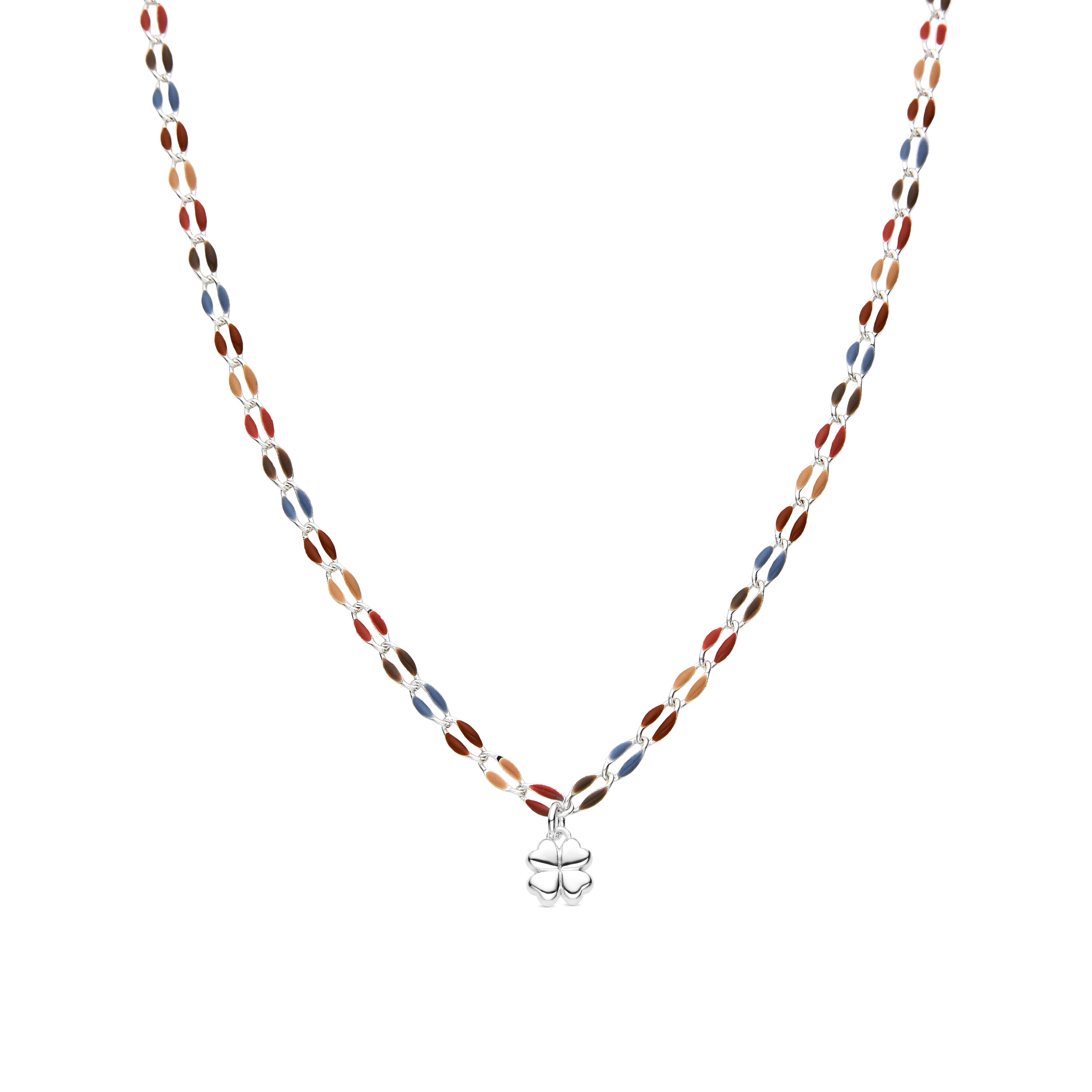 925 Sterling Silver and Multicolor Lacquer Necklace with Rhodium Finish - Niryan
