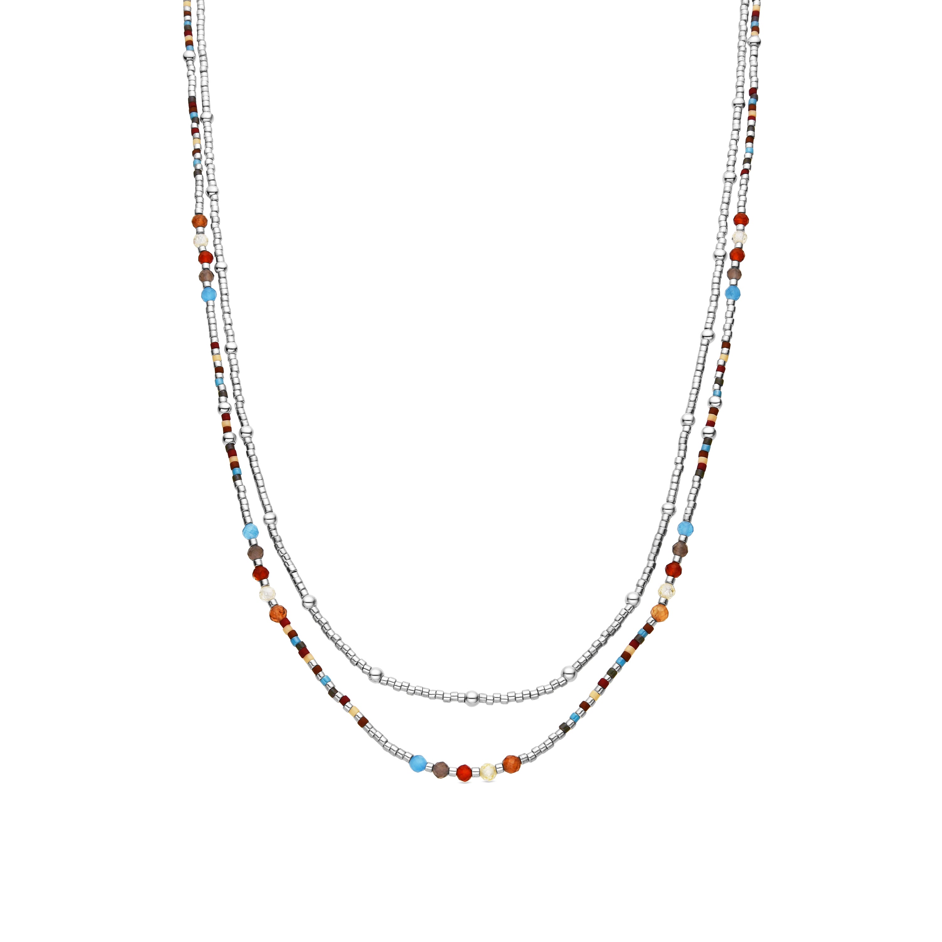 925 Sterling Silver and Garnet Crystal Necklace with Rhodium Finish - Lareth