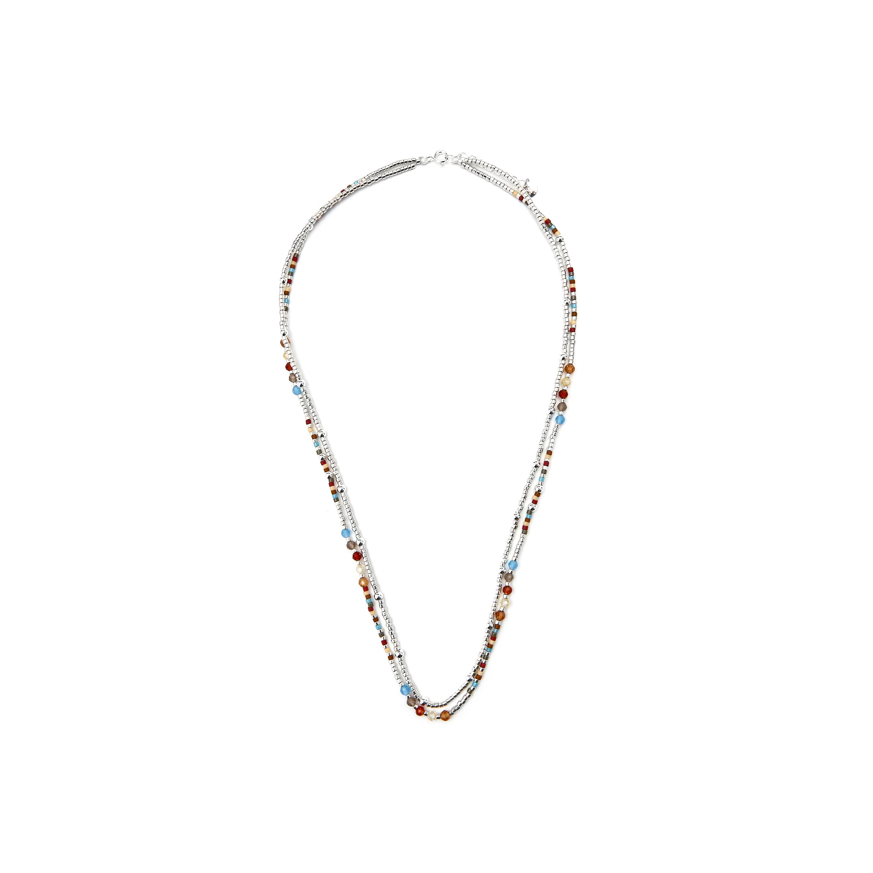 925 Sterling Silver and Garnet Crystal Necklace with Rhodium Finish - Lareth