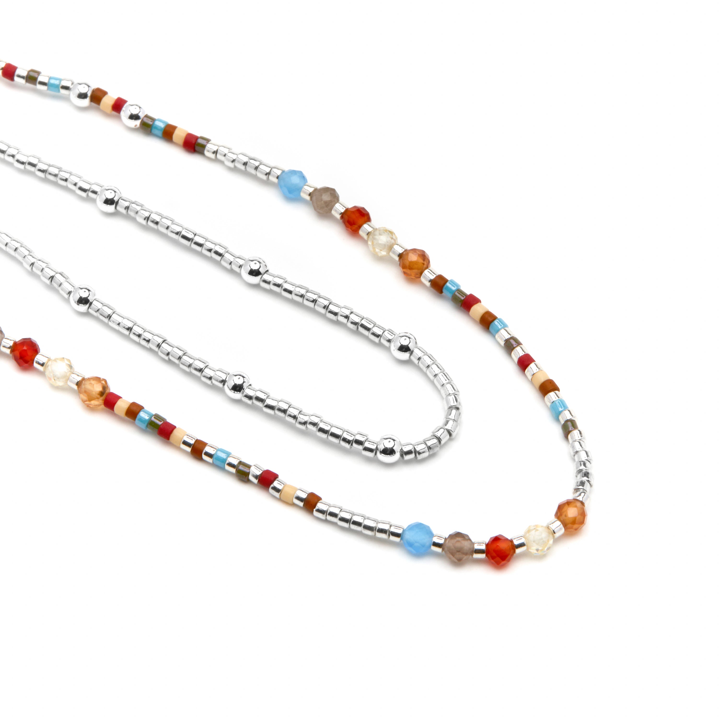 925 Sterling Silver and Garnet Crystal Necklace with Rhodium Finish - Lareth