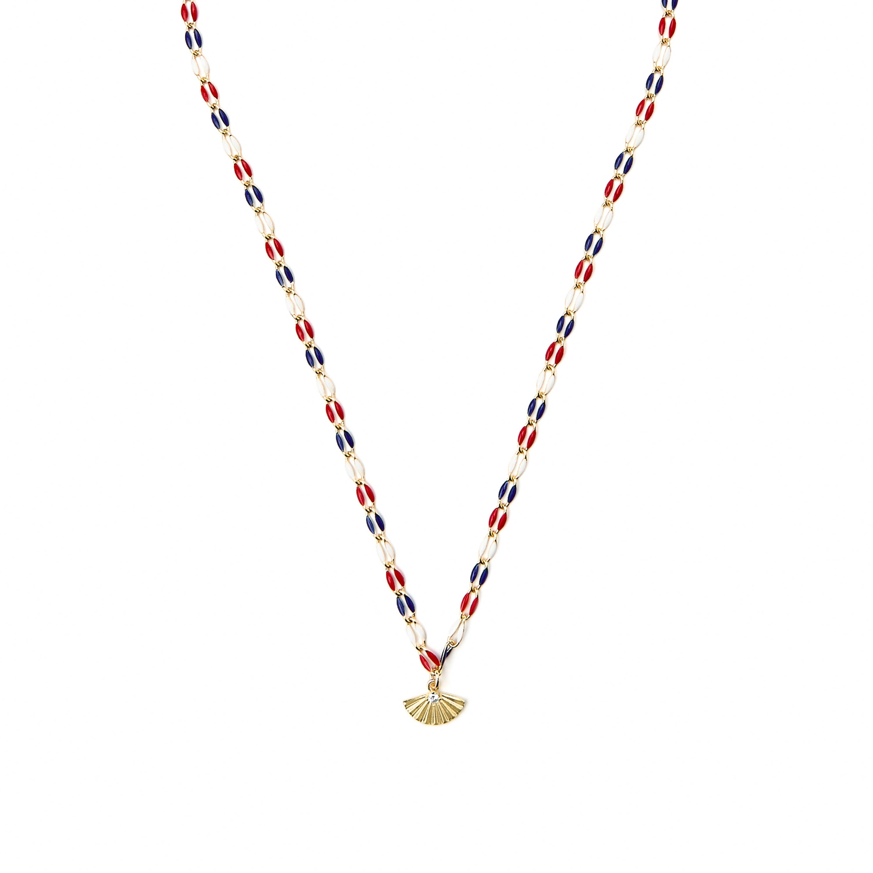 925 Sterling Silver and Multicolor Lacquer Necklace with 18k Yellow Gold Finish - Xibruk