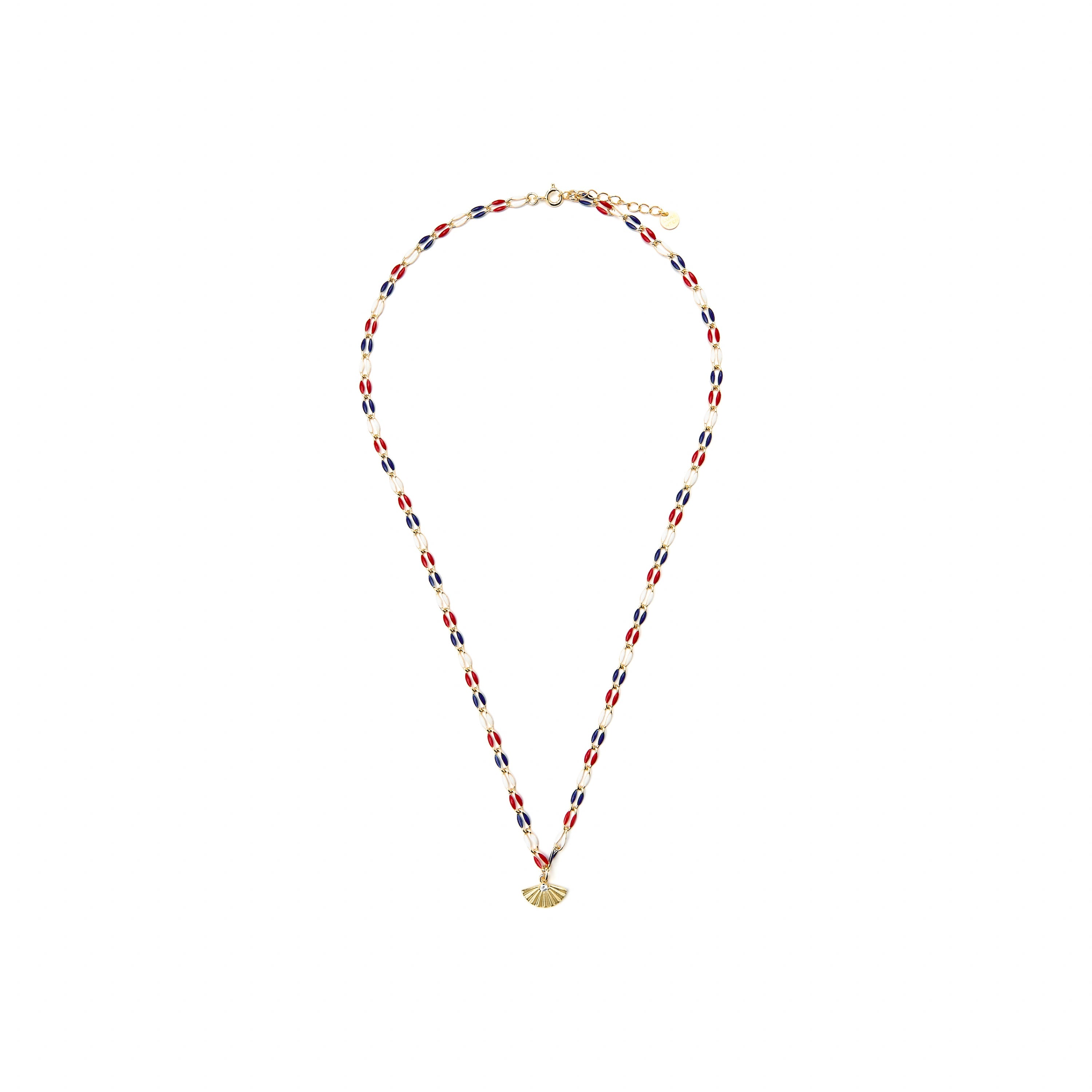 925 Sterling Silver and Multicolor Lacquer Necklace with 18k Yellow Gold Finish - Xibruk