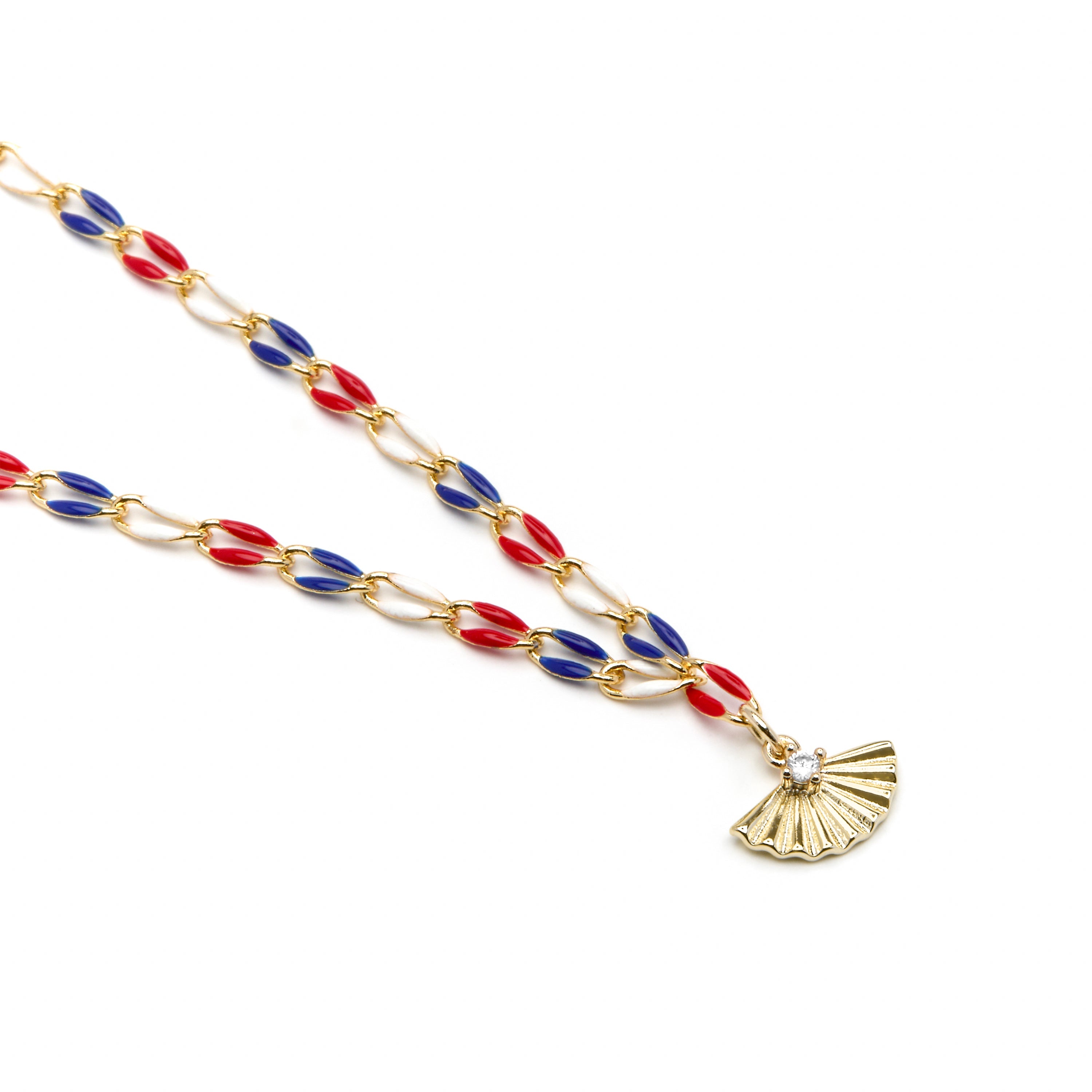 925 Sterling Silver and Multicolor Lacquer Necklace with 18k Yellow Gold Finish - Xibruk