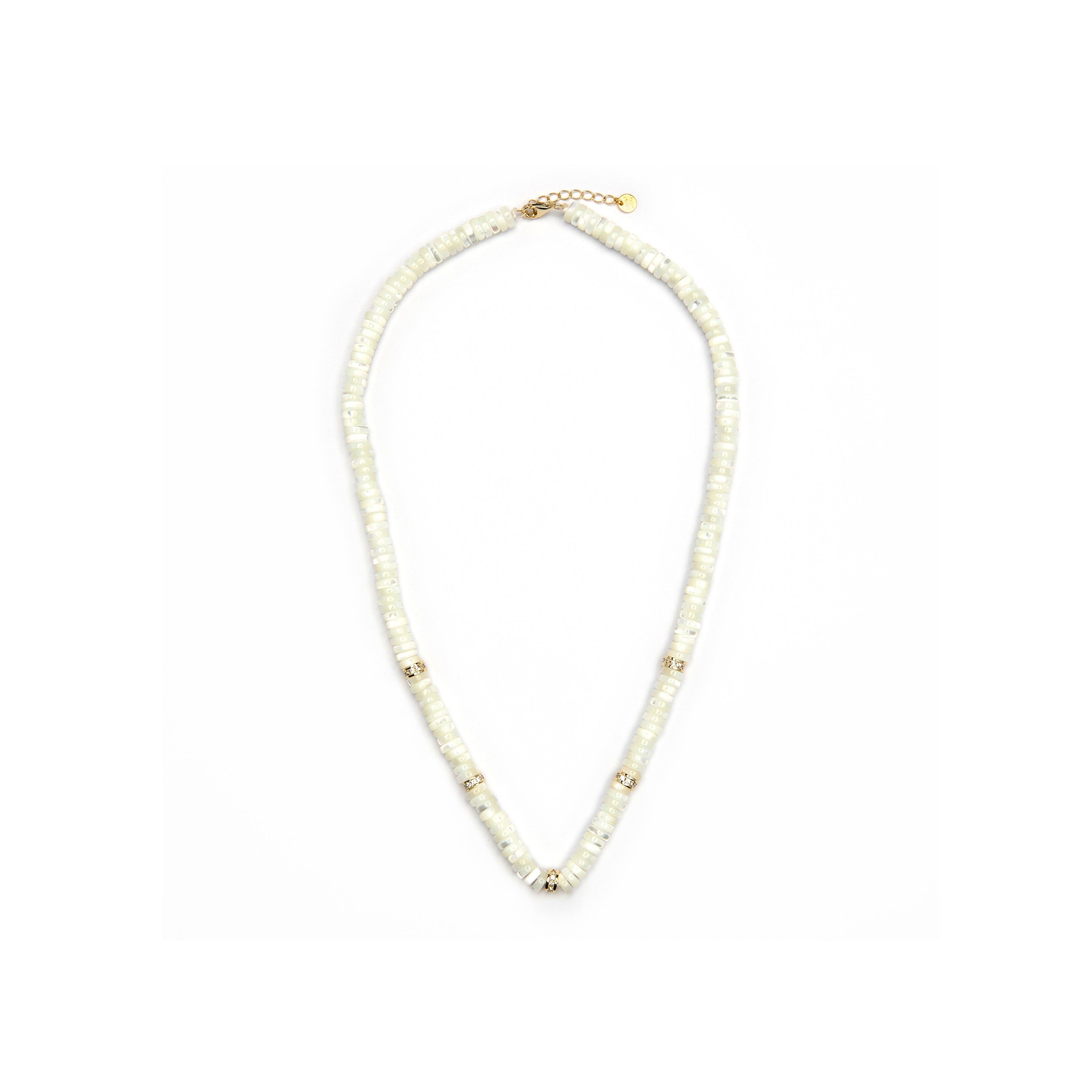 925 Sterling Silver and White Mother of Pearl Necklace with 18k Yellow Gold Finish - Landir