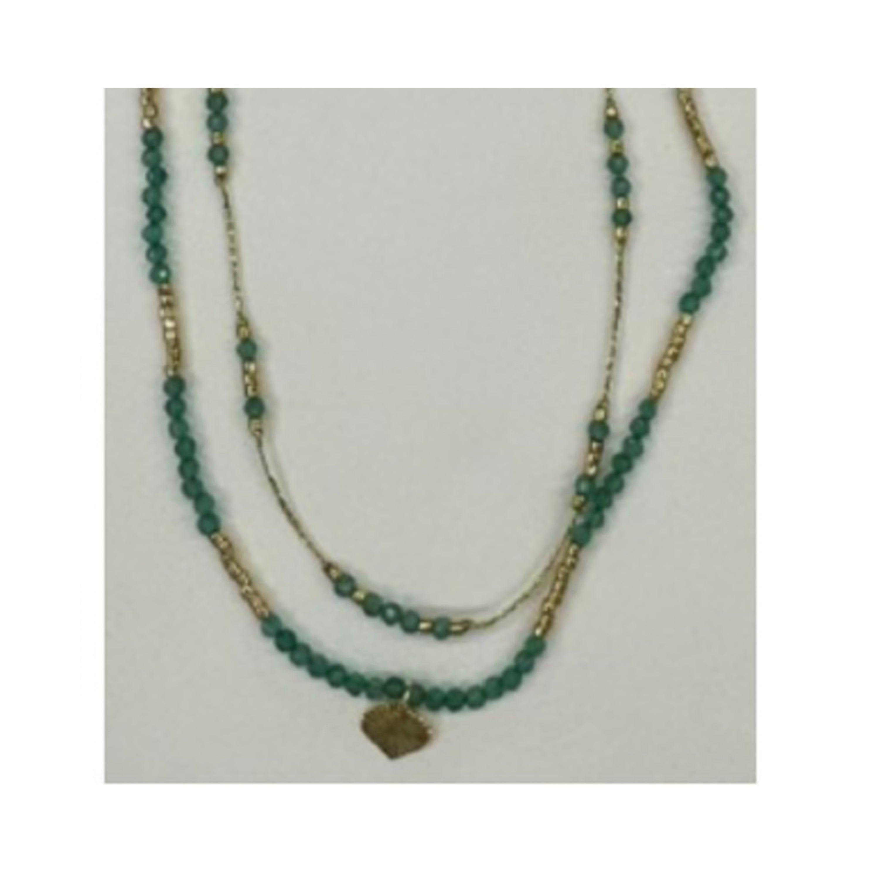 925 Sterling Silver and Green Crystal Necklace with 18k Yellow Gold Finish - Talorce