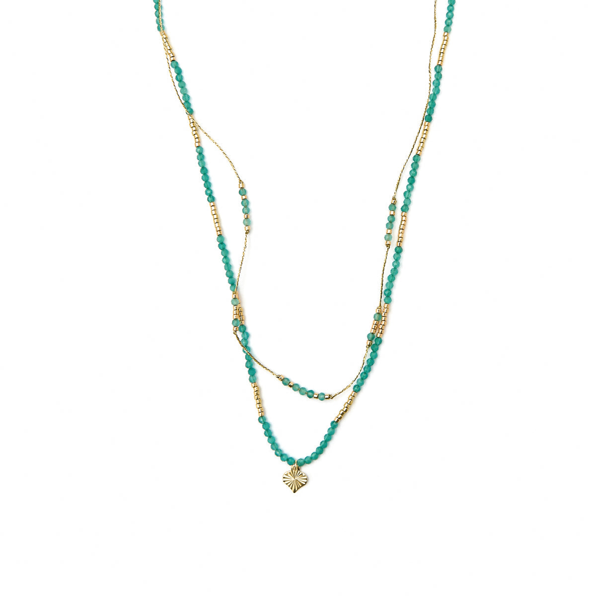 925 Sterling Silver and Green Crystal Necklace with 18k Yellow Gold Finish - Talorce