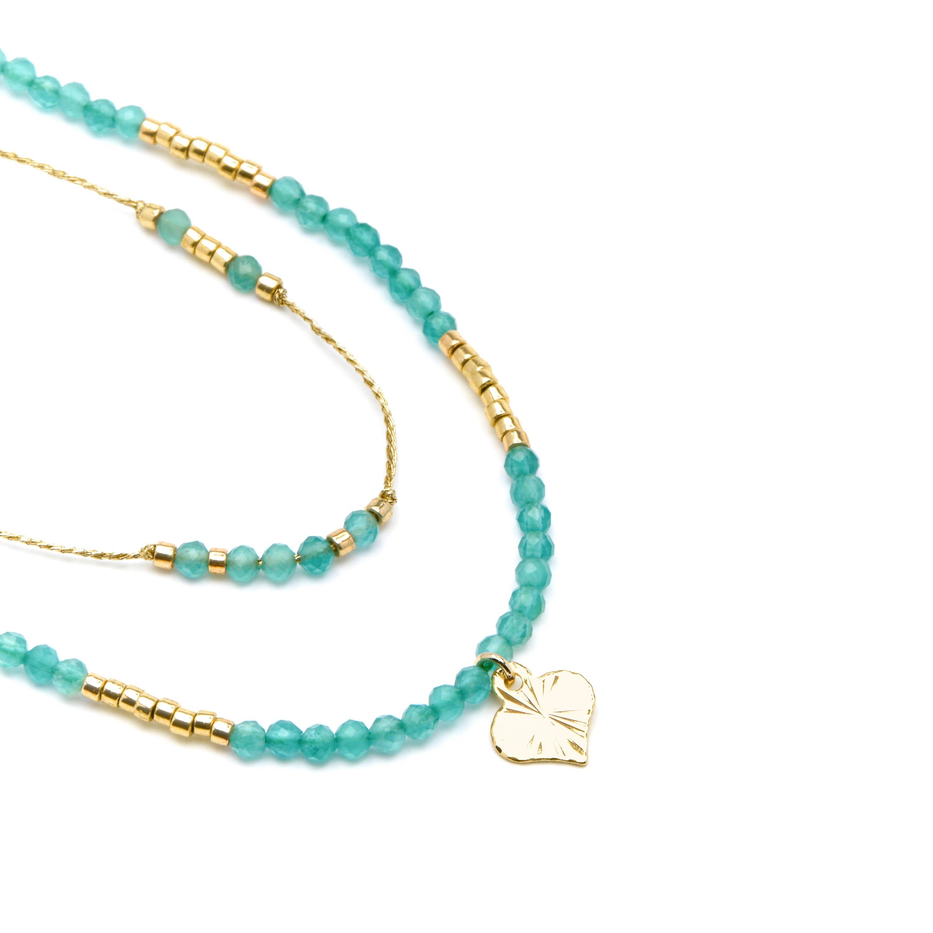 925 Sterling Silver and Green Crystal Necklace with 18k Yellow Gold Finish - Talorce