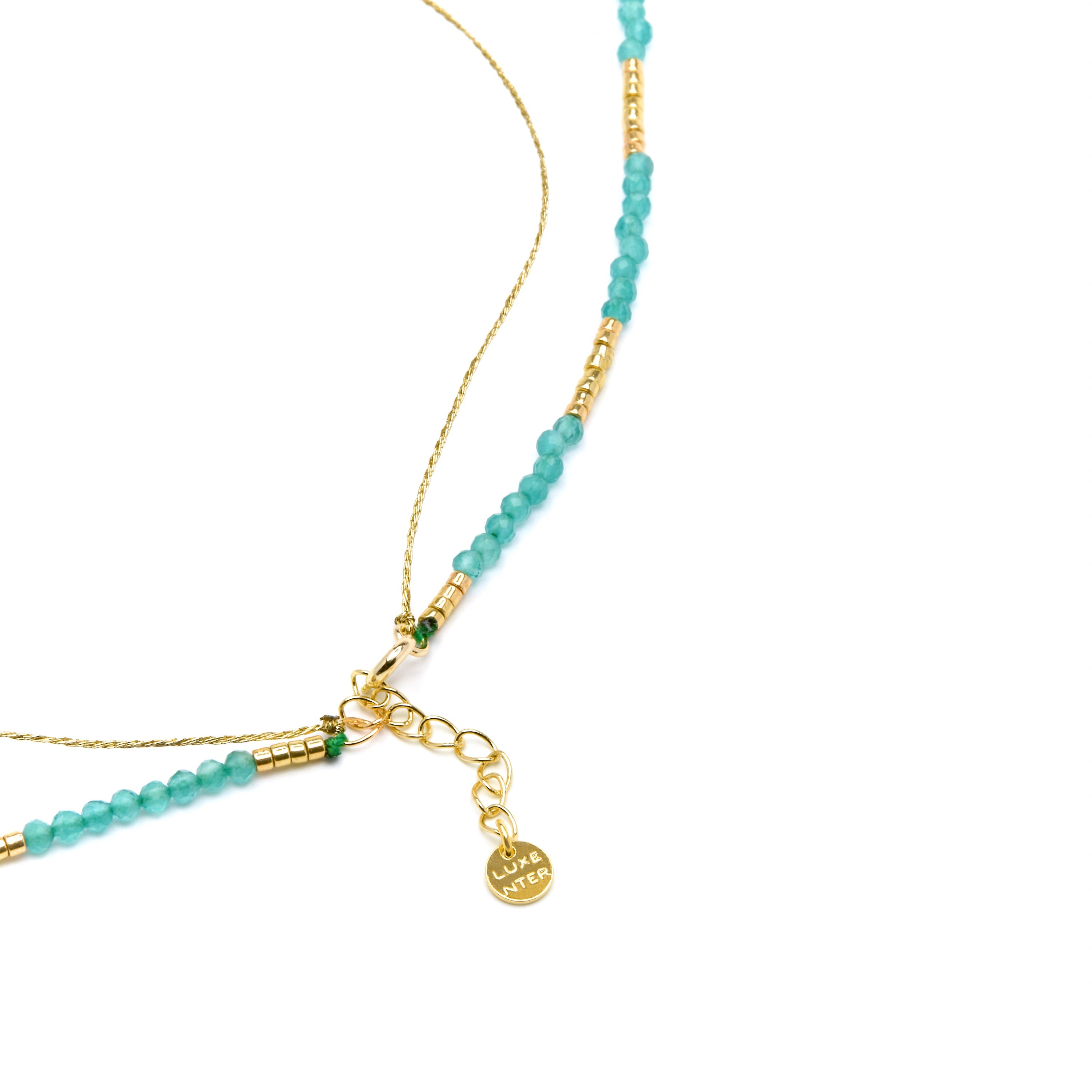 925 Sterling Silver and Green Crystal Necklace with 18k Yellow Gold Finish - Talorce