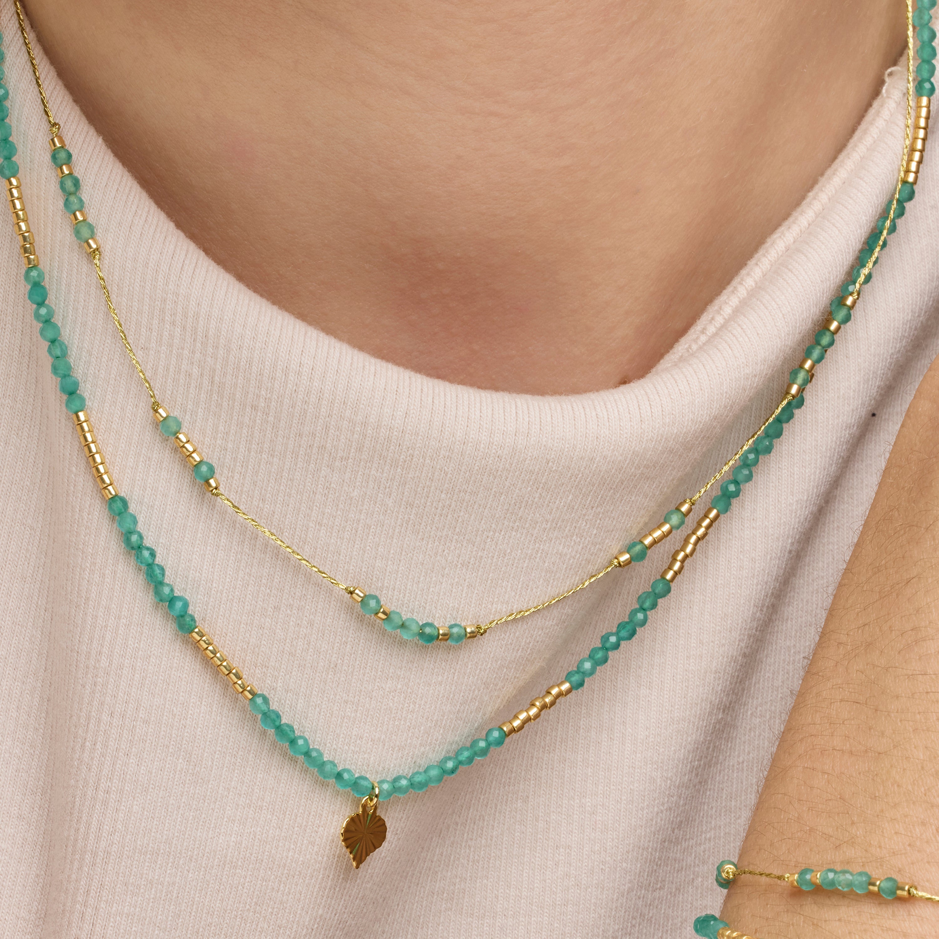 925 Sterling Silver and Green Crystal Necklace with 18k Yellow Gold Finish - Talorce