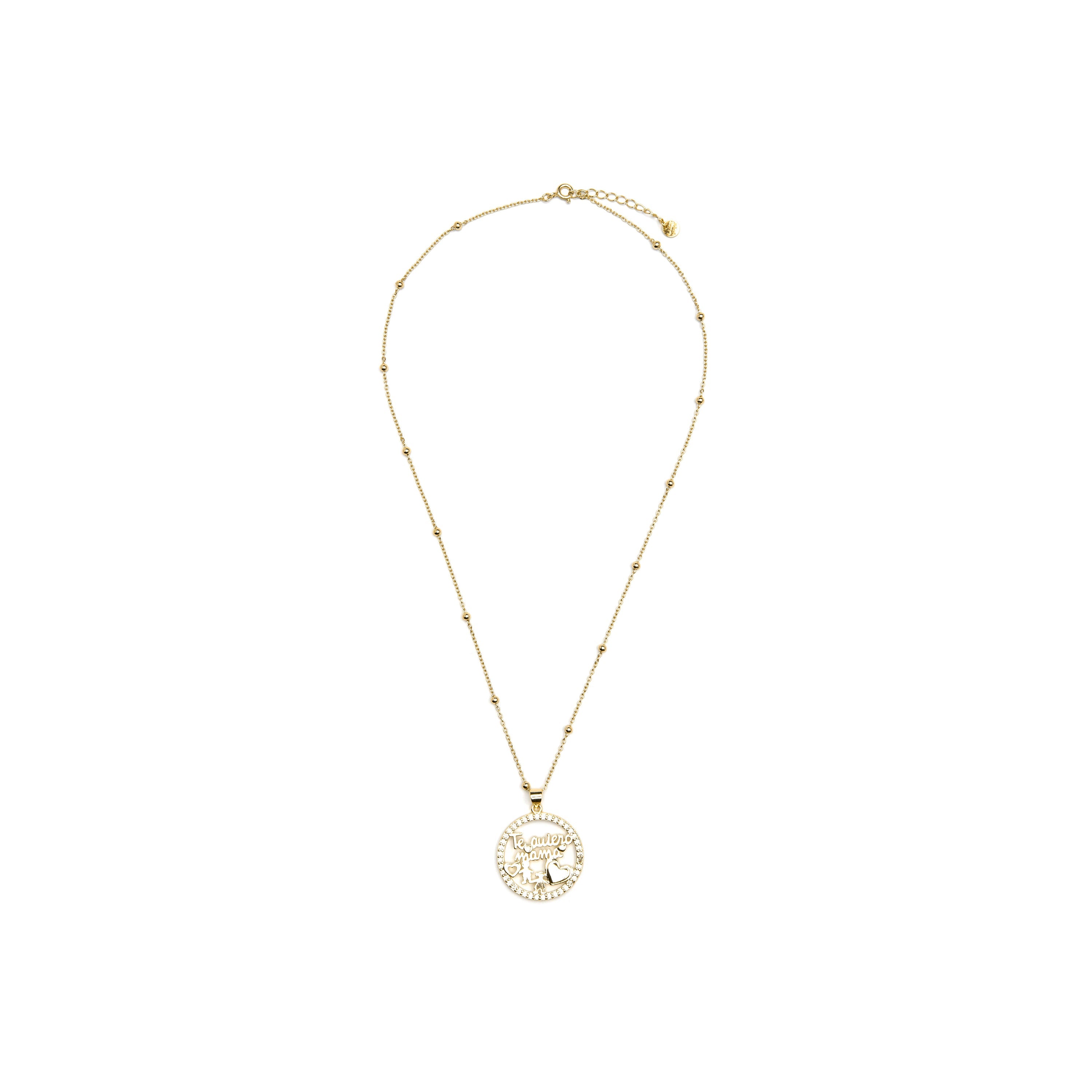 Collar de Plata de Ley 925 y Circonita Brillante acabado oro amarillo de 18k - Mama