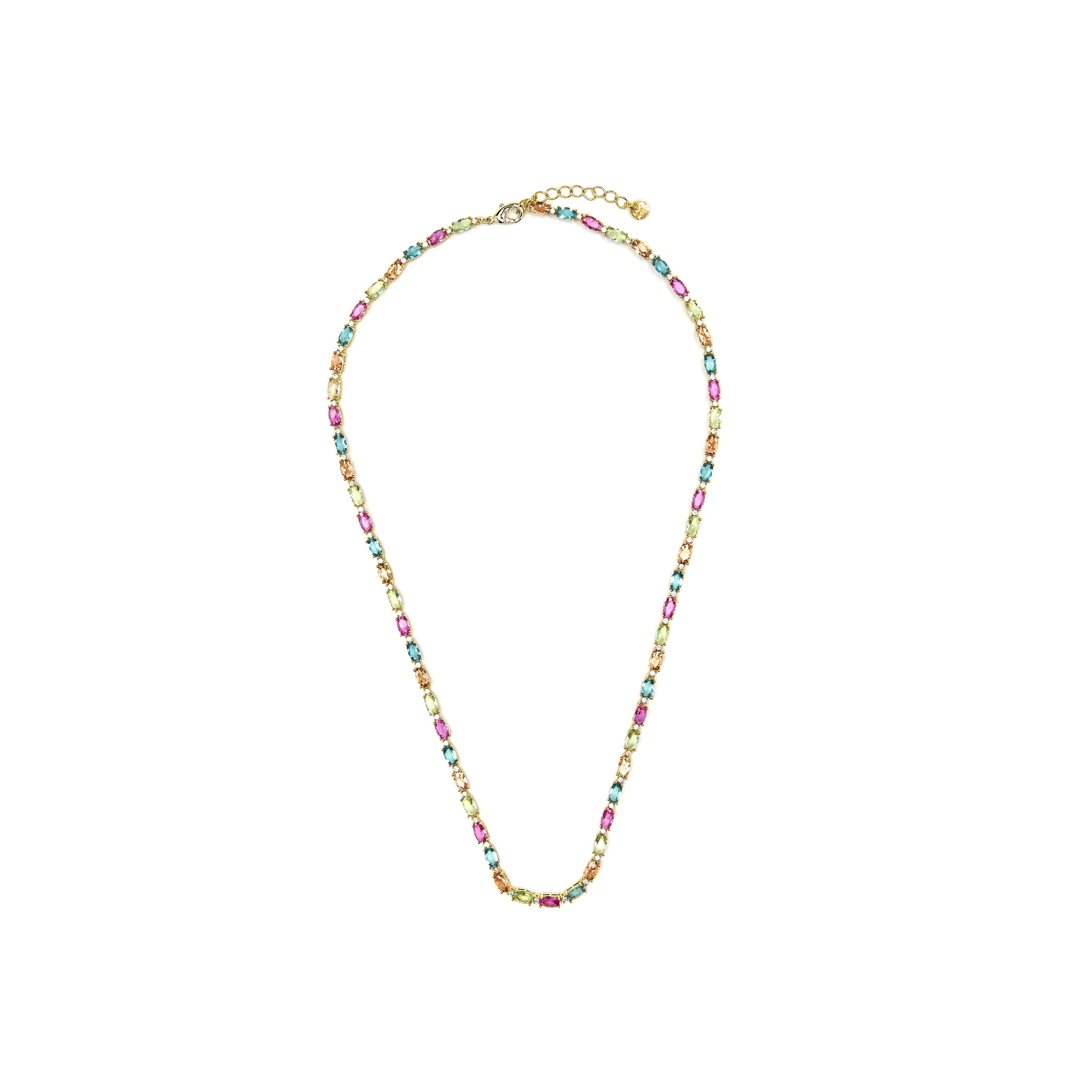 Collar de Plata de Ley 925 y Circonita Multicolor acabado oro amarillo de 18k - Nie