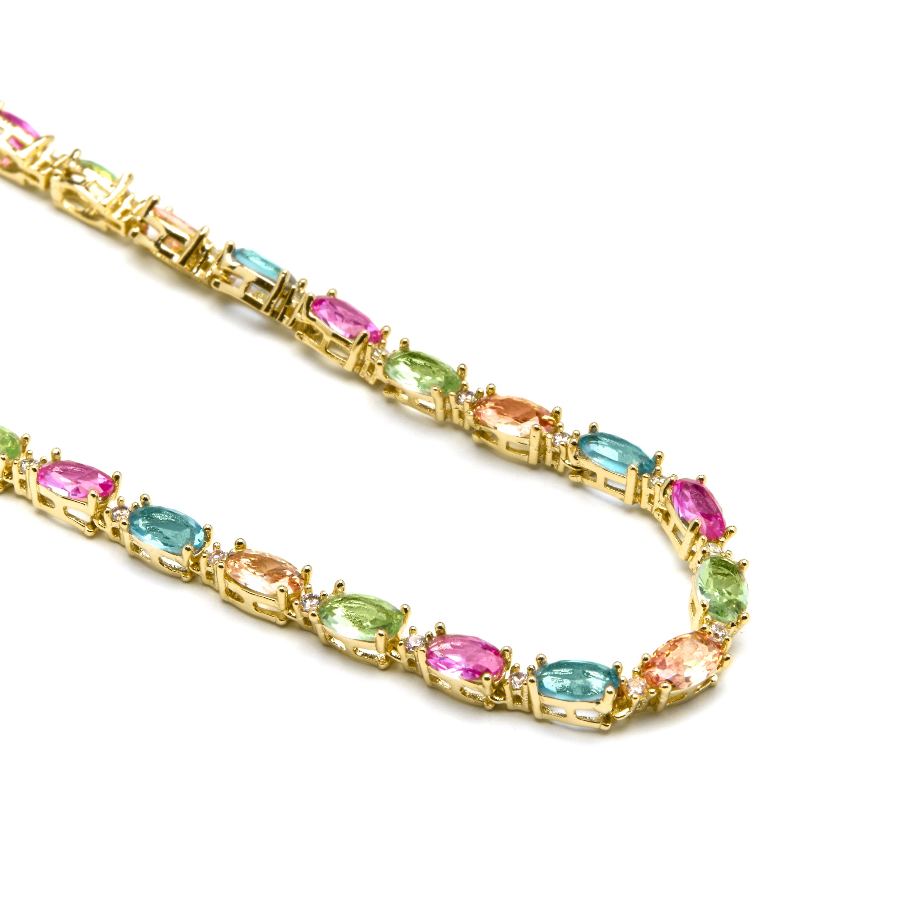 Collar de Plata de Ley 925 y Circonita Multicolor acabado oro amarillo de 18k - Nie