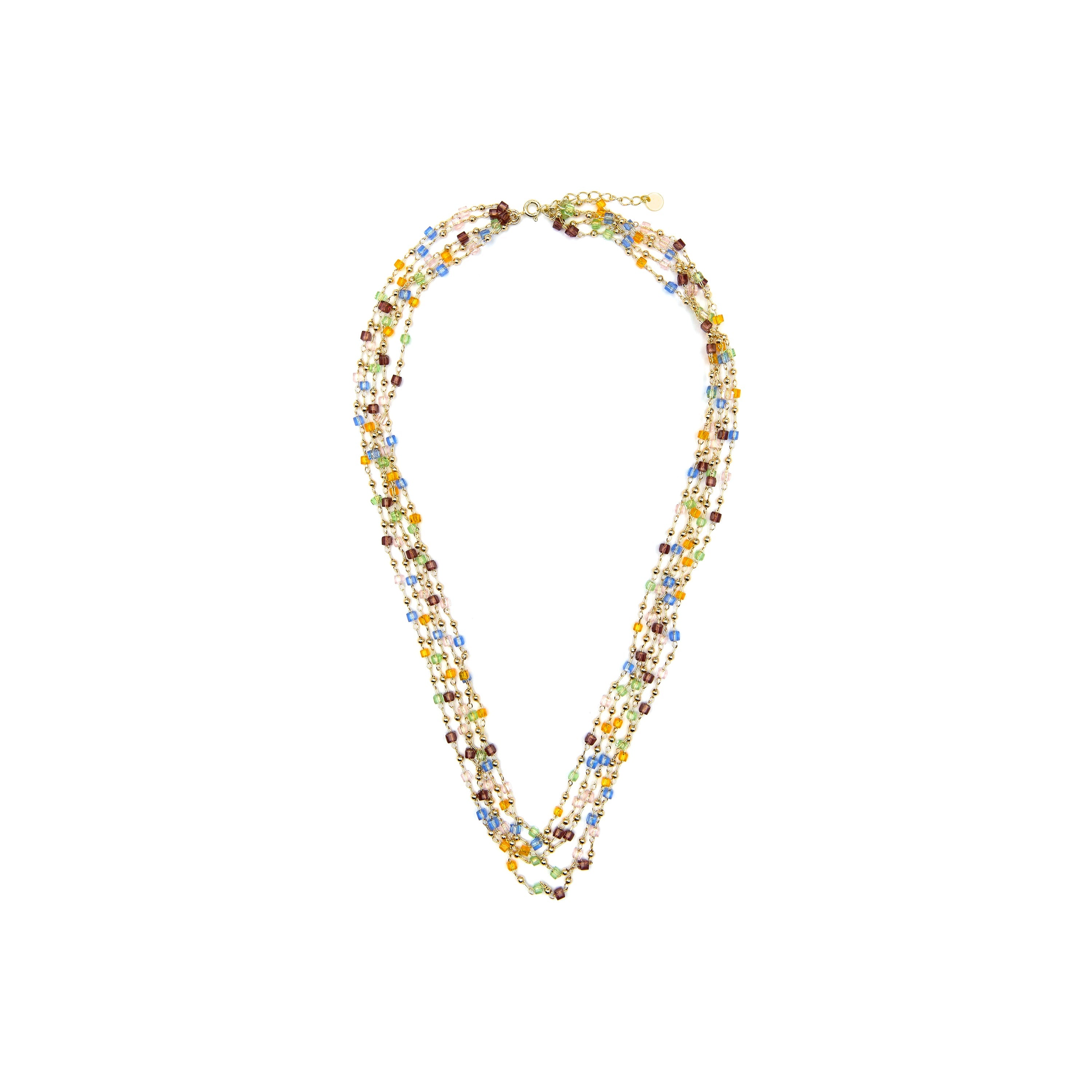 Collar de Plata de Ley 925 y Cristal Multicolor acabado oro amarillo de 18k - Goben