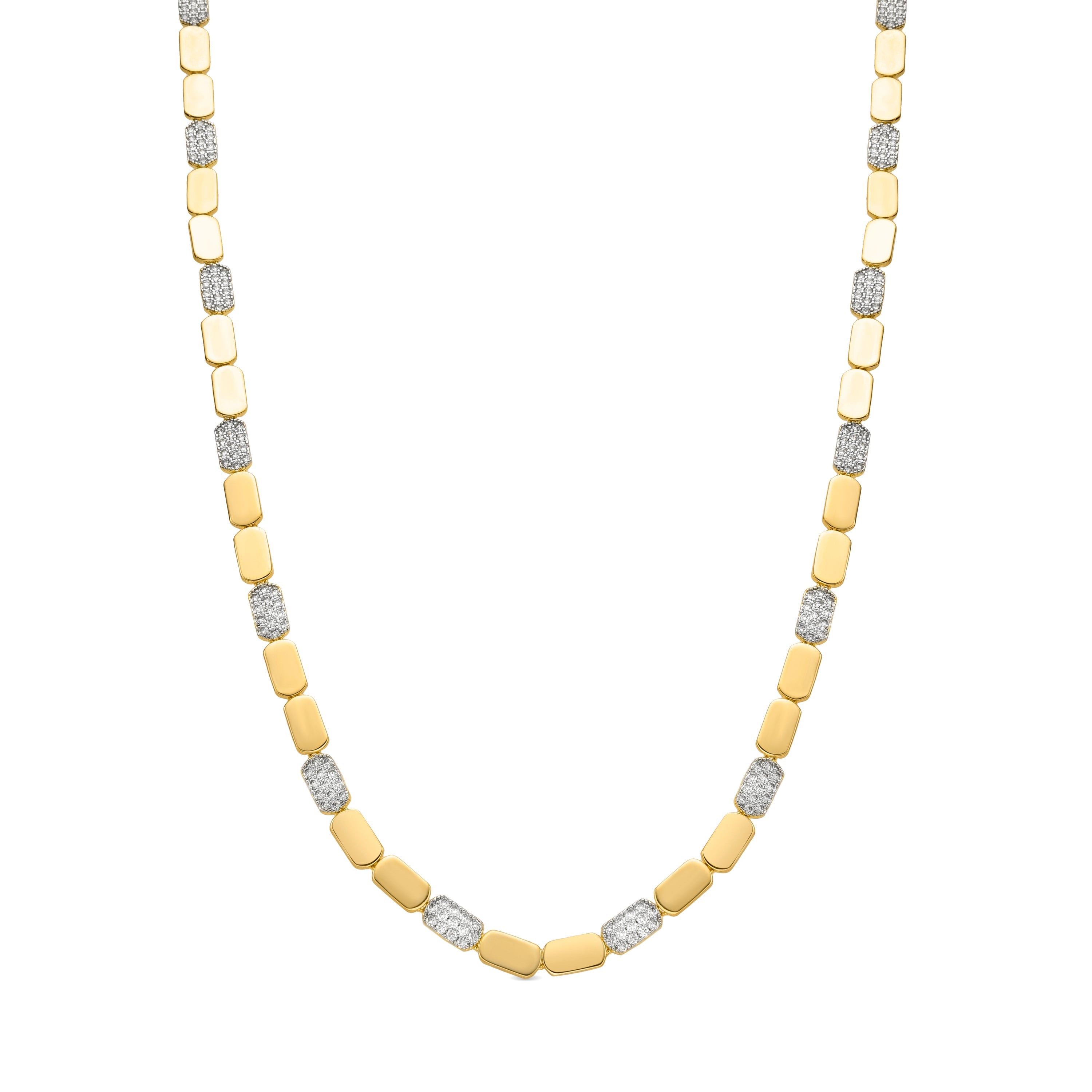 925 Sterling Silver and Brilliant Zirconia Necklace in 18k Yellow Gold Finish - Likgo