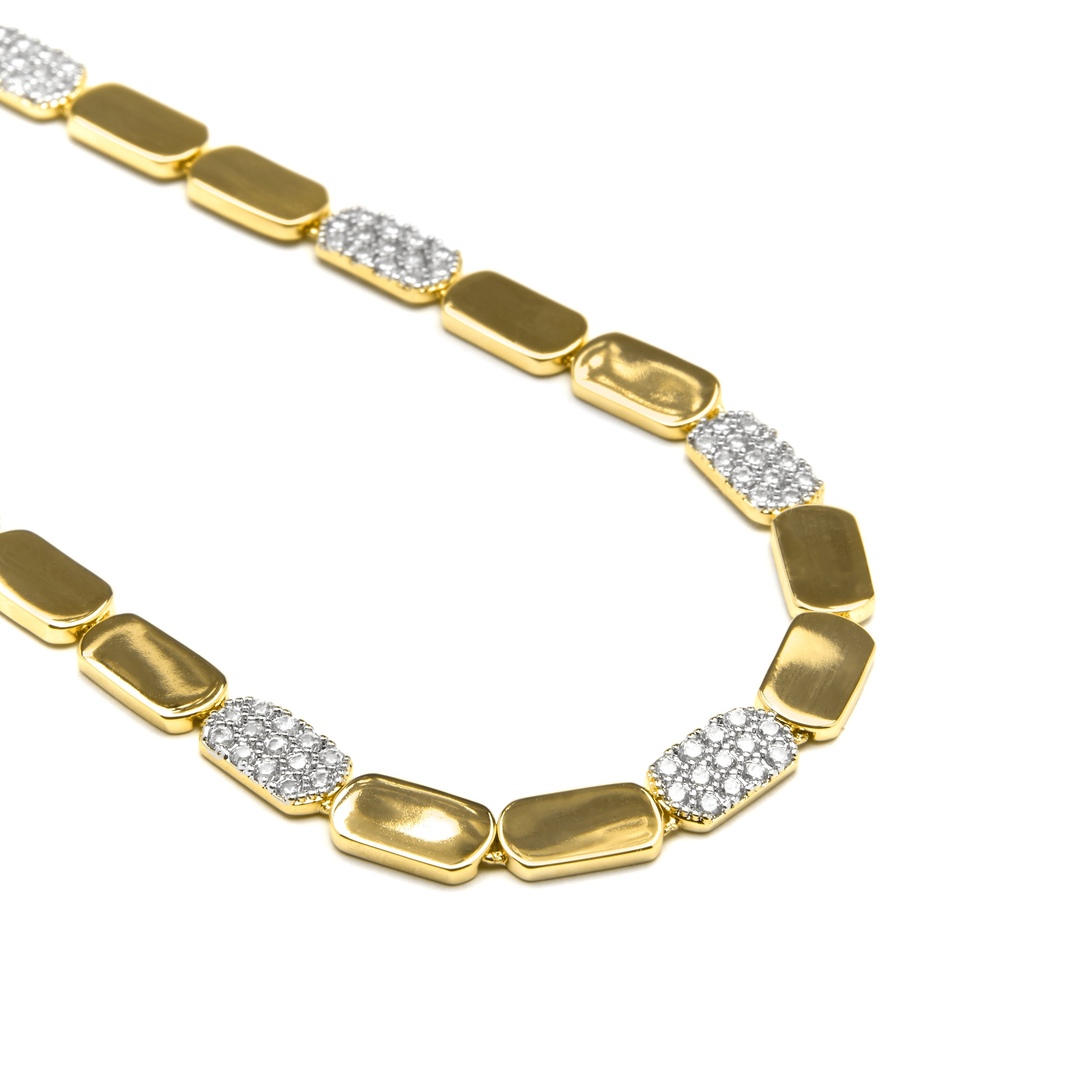 925 Sterling Silver and Brilliant Zirconia Necklace in 18k Yellow Gold Finish - Likgo