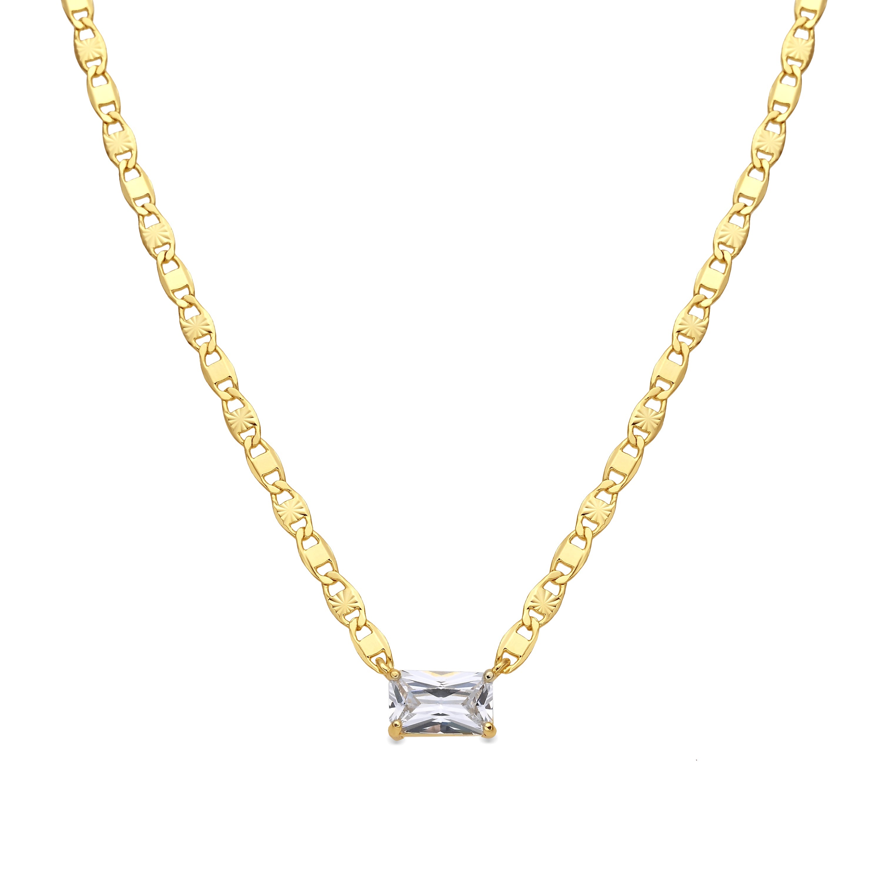 Dusan 18k yellow gold-finished sterling silver and brilliant cubic zirconia necklace