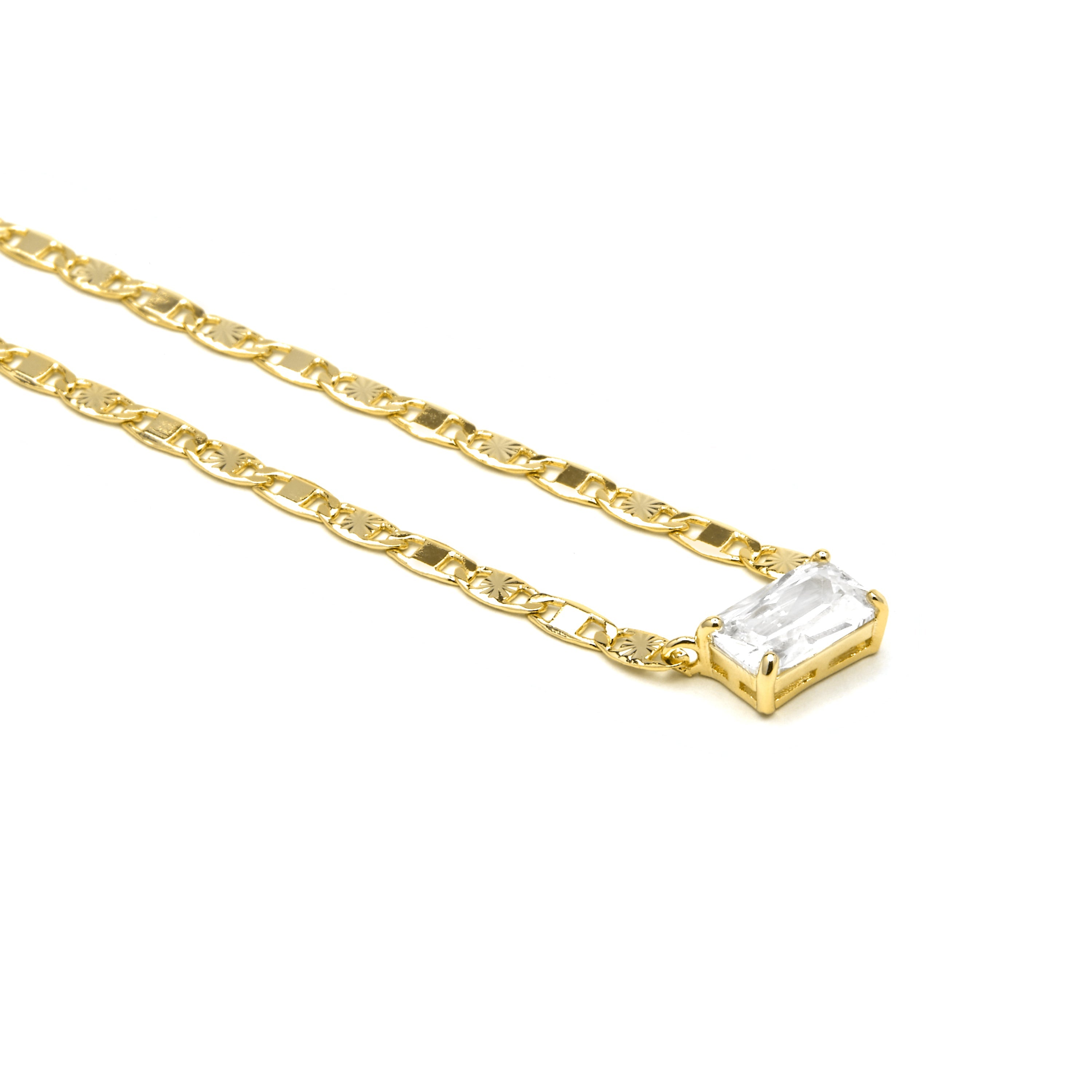 Dusan 18k yellow gold-finished sterling silver and brilliant cubic zirconia necklace
