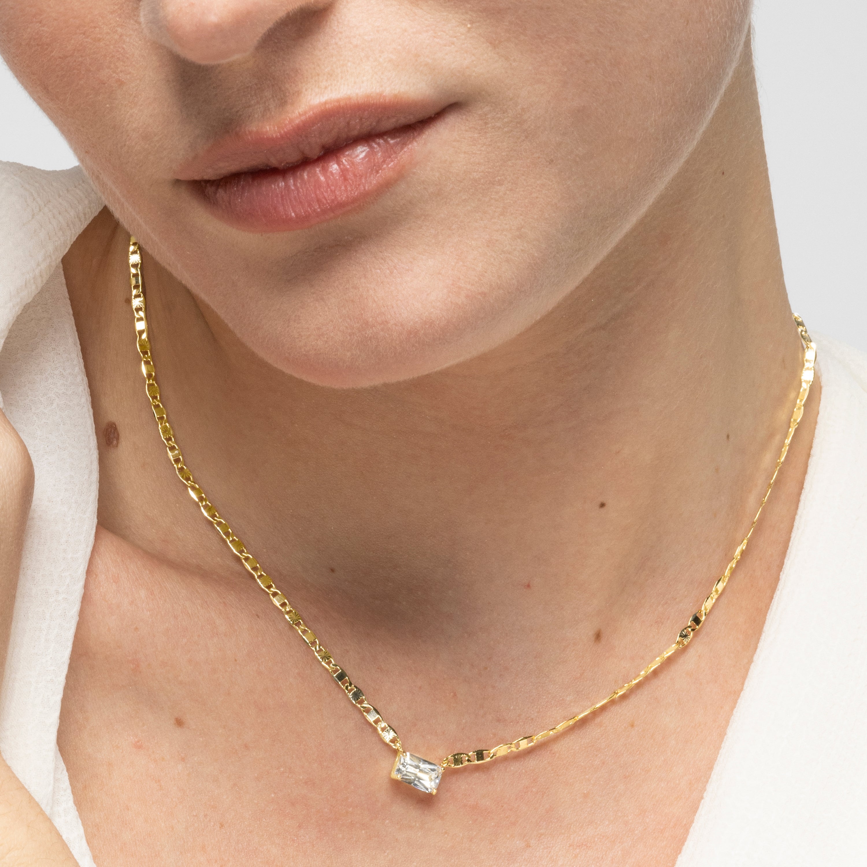 Dusan 18k yellow gold-finished sterling silver and brilliant cubic zirconia necklace