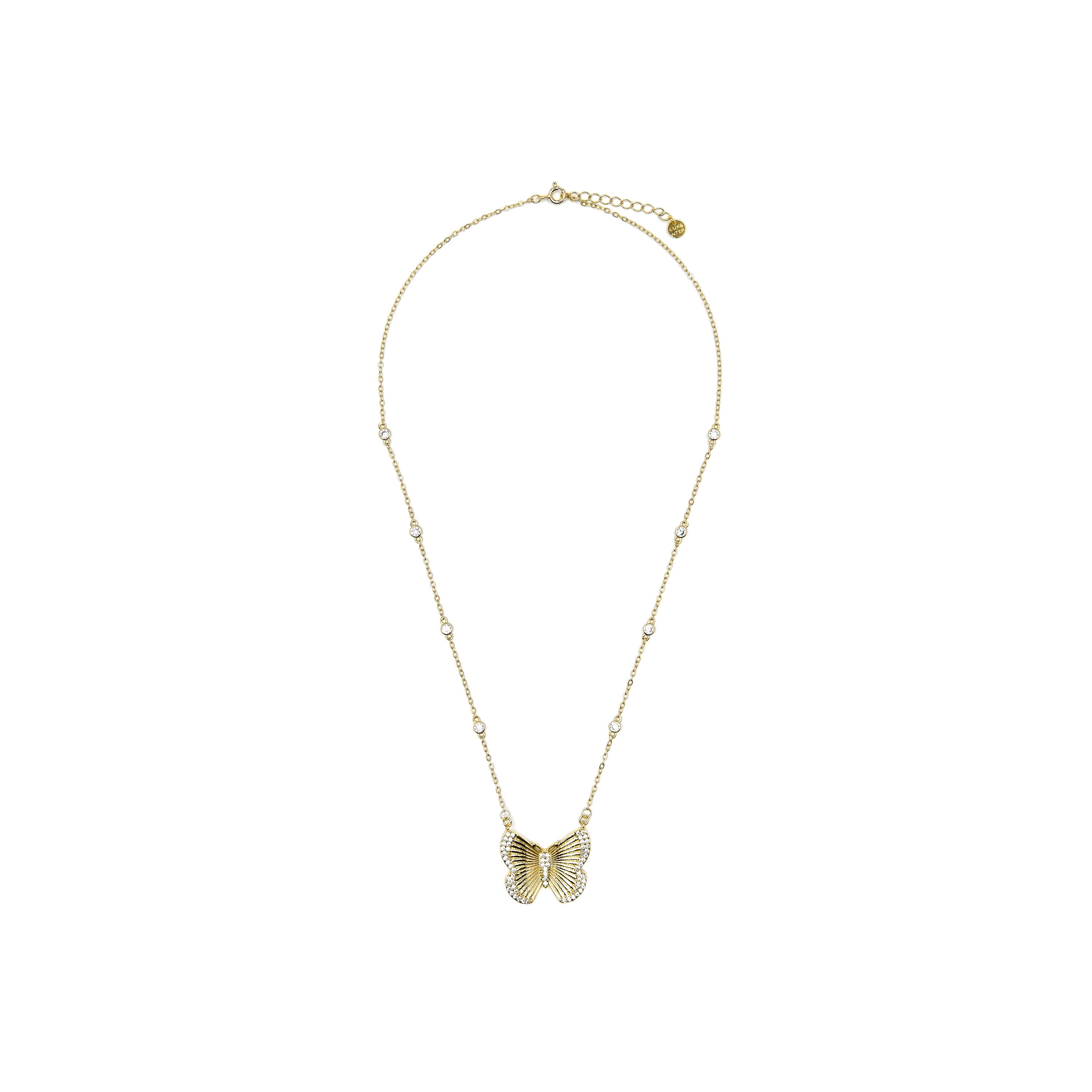 925 Sterling Silver and Brilliant Zirconia Necklace, 18k Yellow Gold Finish - Bifrea