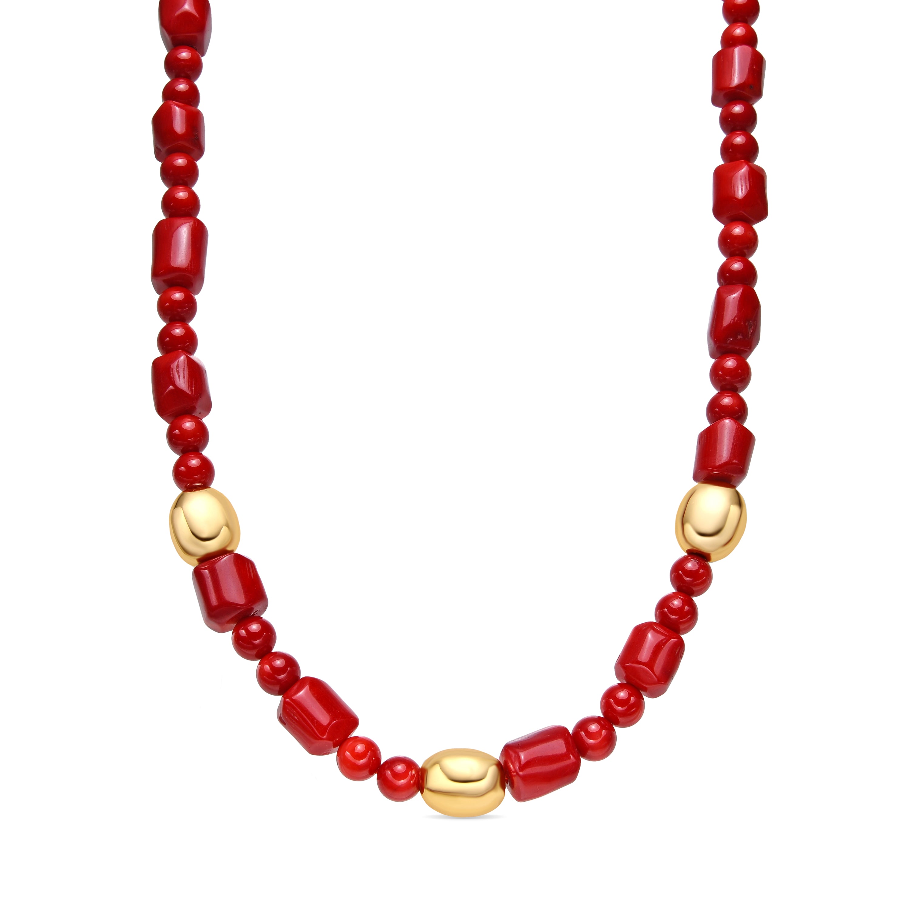 Caheart 925 Sterling Silver and Coral Necklace in 18k Yellow Gold Finish