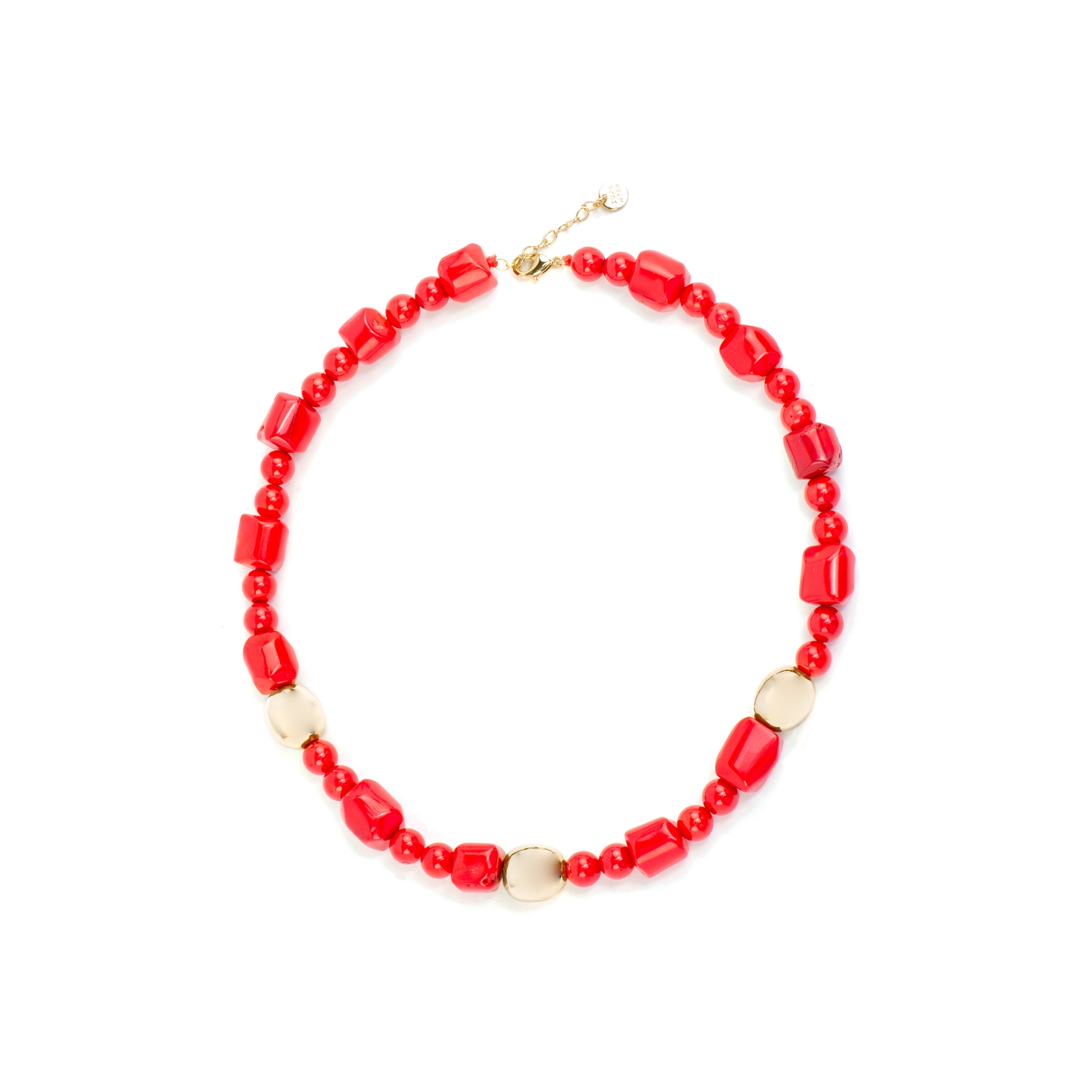Caheart 925 Sterling Silver and Coral Necklace in 18k Yellow Gold Finish