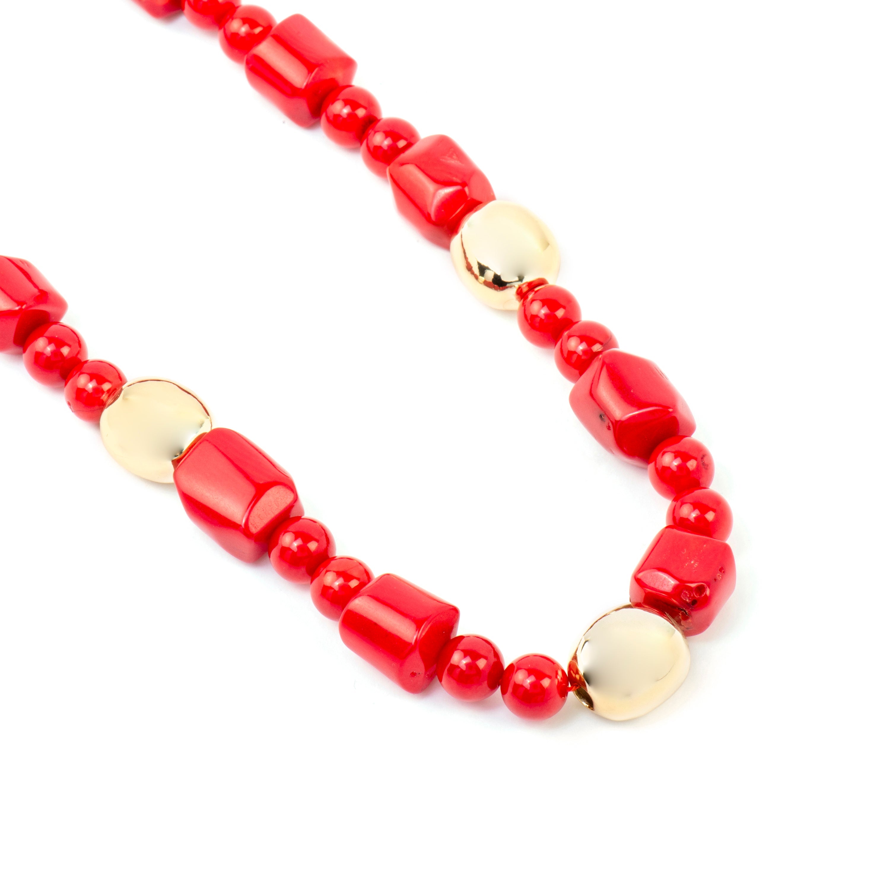 Caheart 925 Sterling Silver and Coral Necklace in 18k Yellow Gold Finish