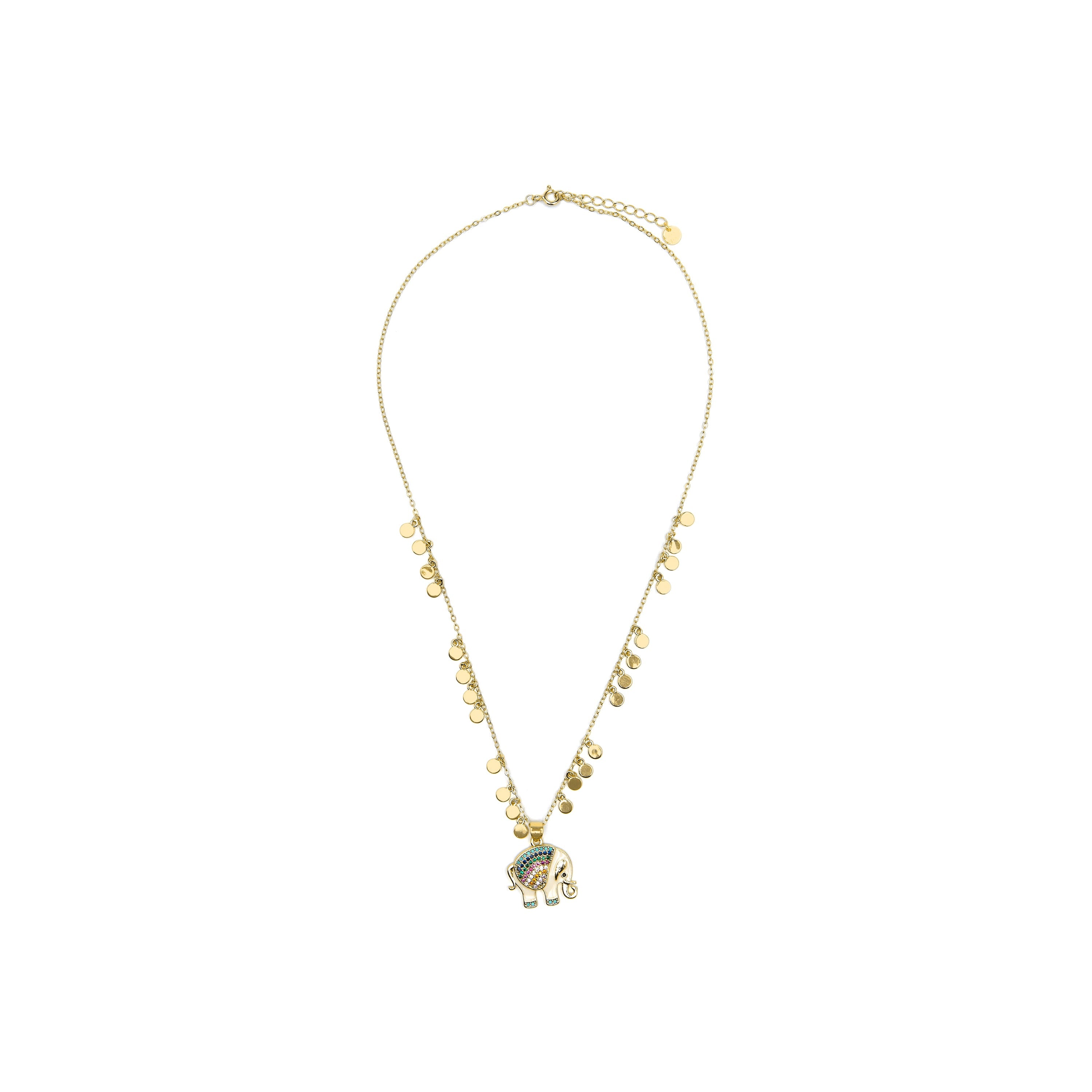 Sterling Silver 925 Necklace with Multicolor Zirconia, 18k Yellow Gold Finish - Xikan
