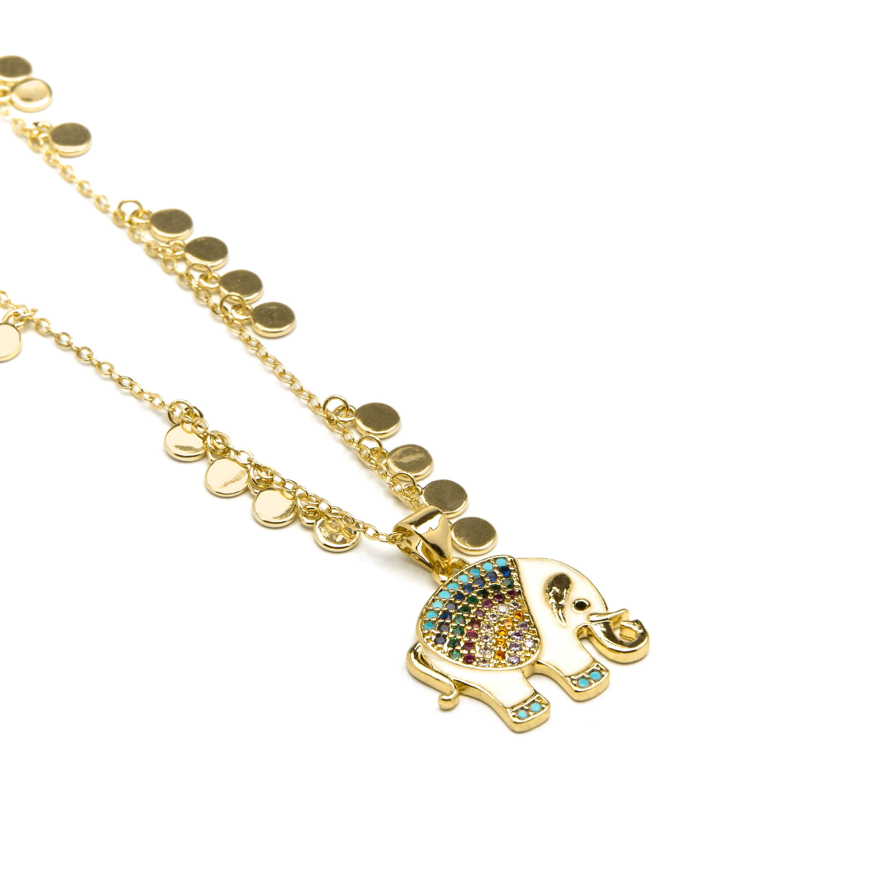 Sterling Silver 925 Necklace with Multicolor Zirconia, 18k Yellow Gold Finish - Xikan