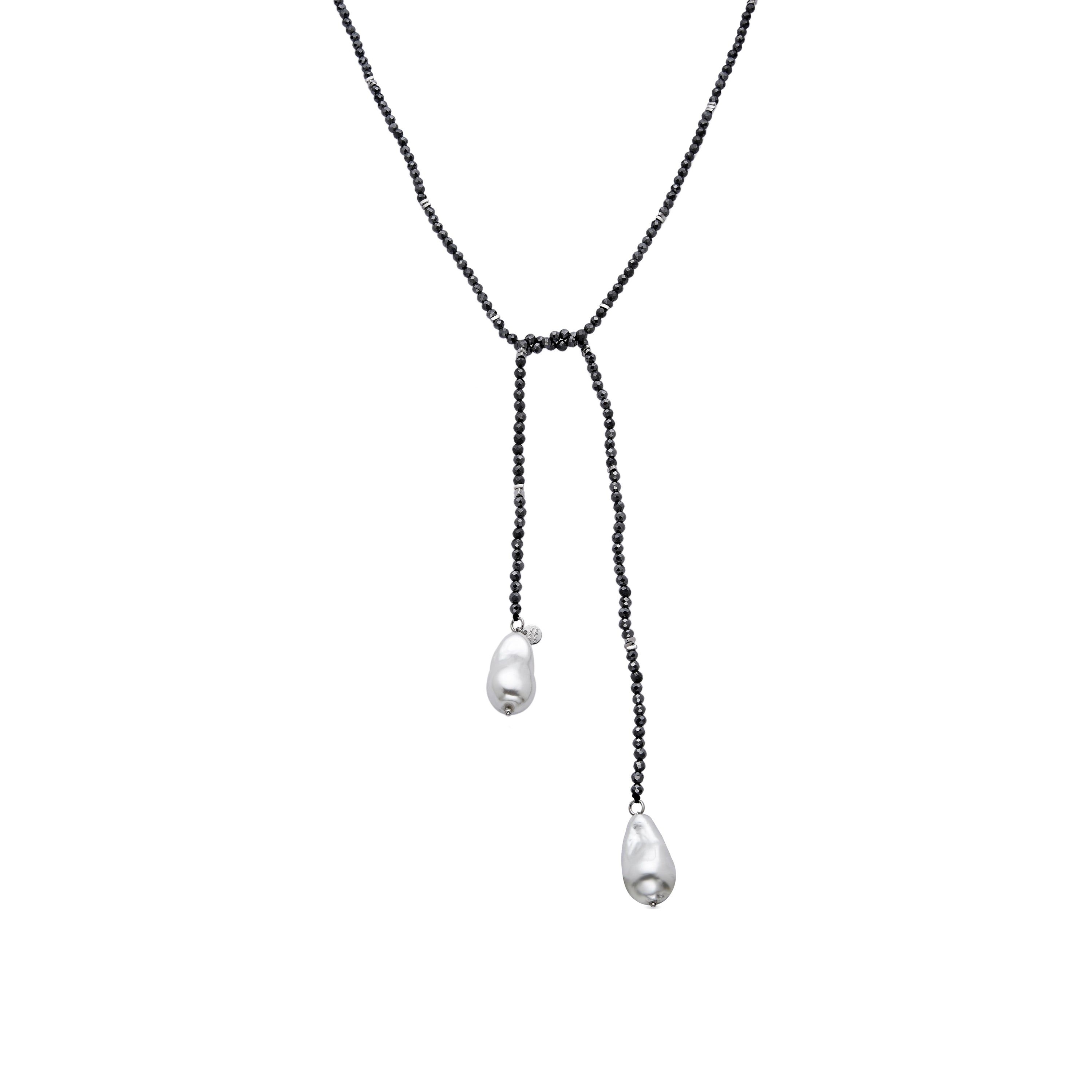 925 Sterling Silver and Hematite Necklace with Rhodium Finish - Lorex
