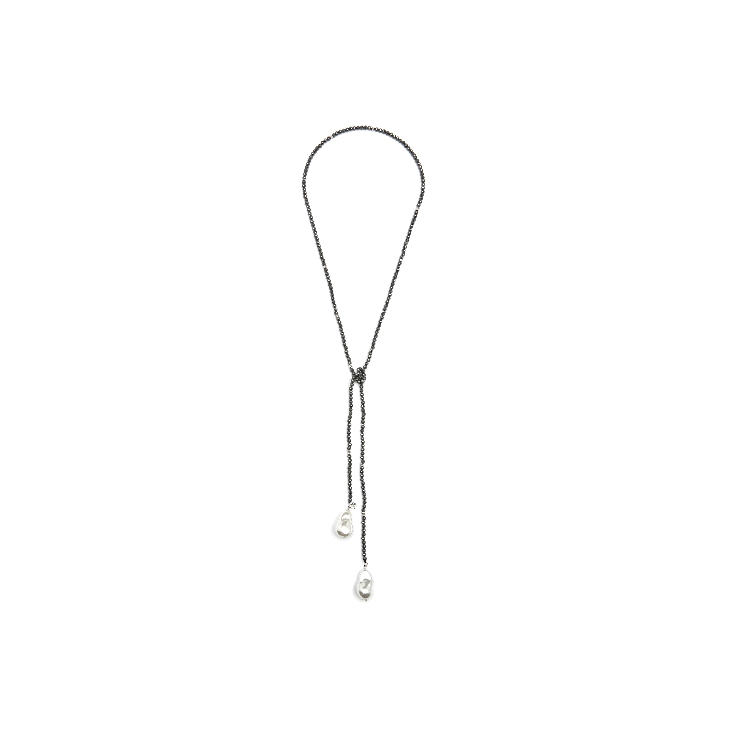 925 Sterling Silver and Hematite Necklace with Rhodium Finish - Lorex